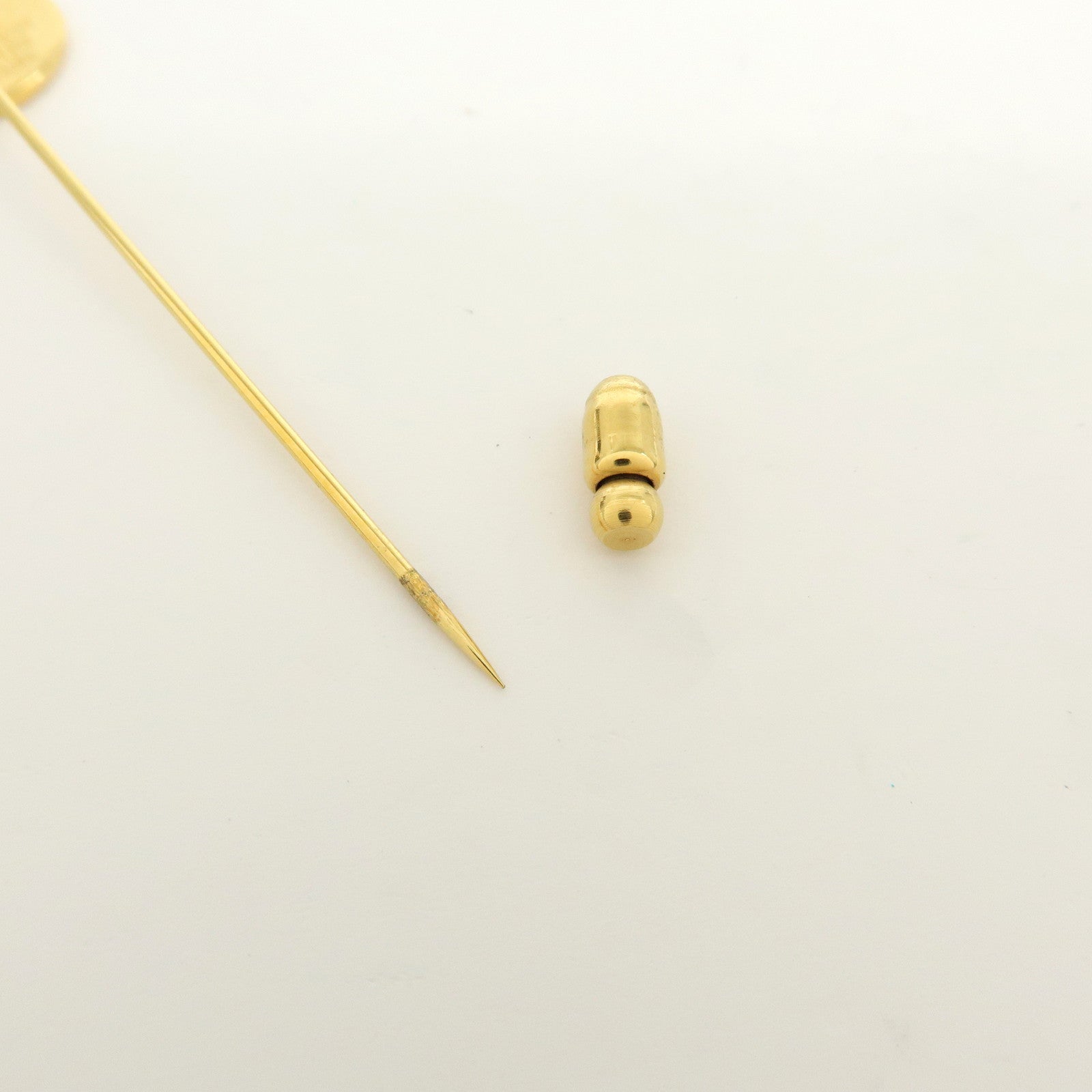 HERMES Sellier Set of 2 Metal Pin Brooch Gold
