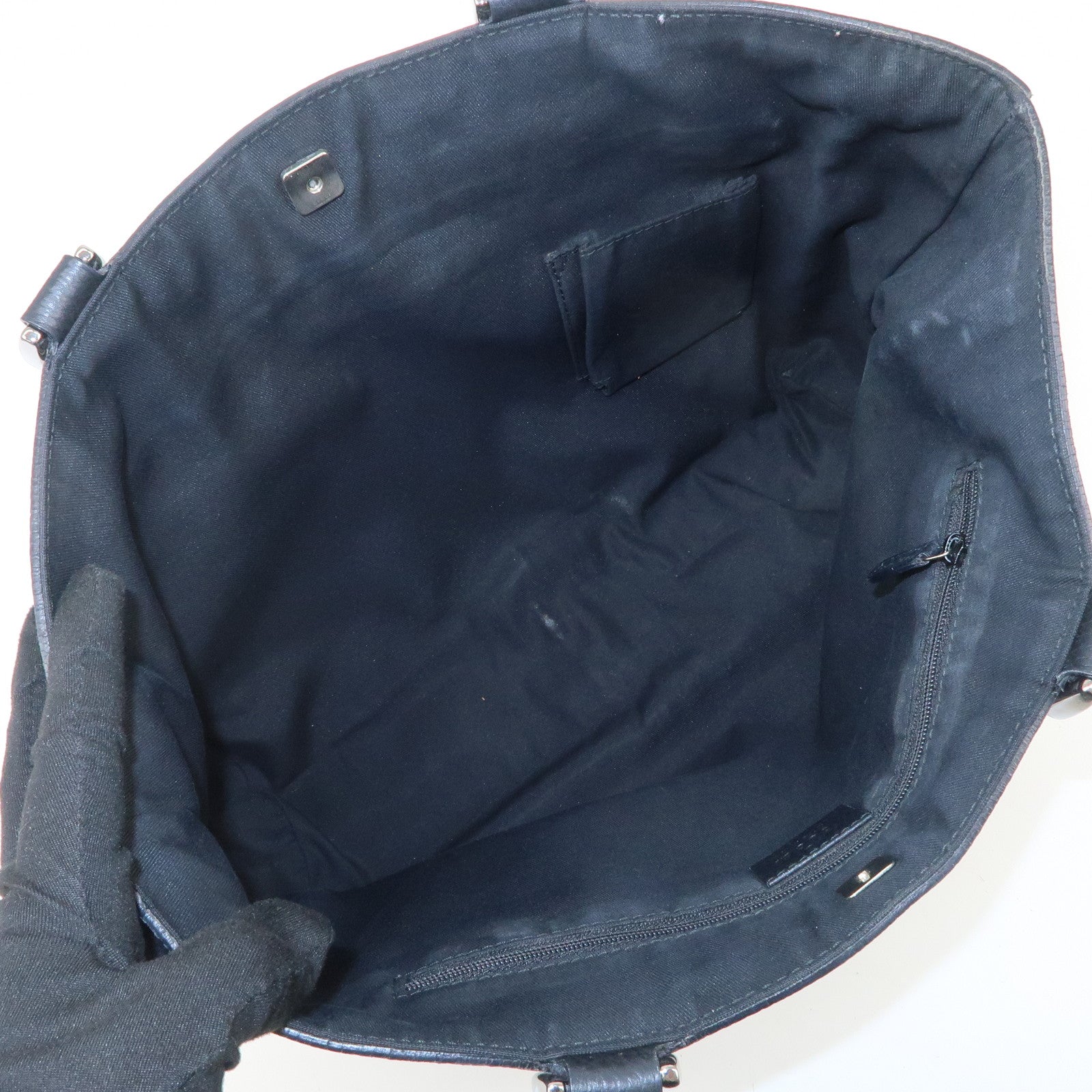 GUCCI Abbey GG Canvas Leather Tote Bag Shoulder Bag Black 268639