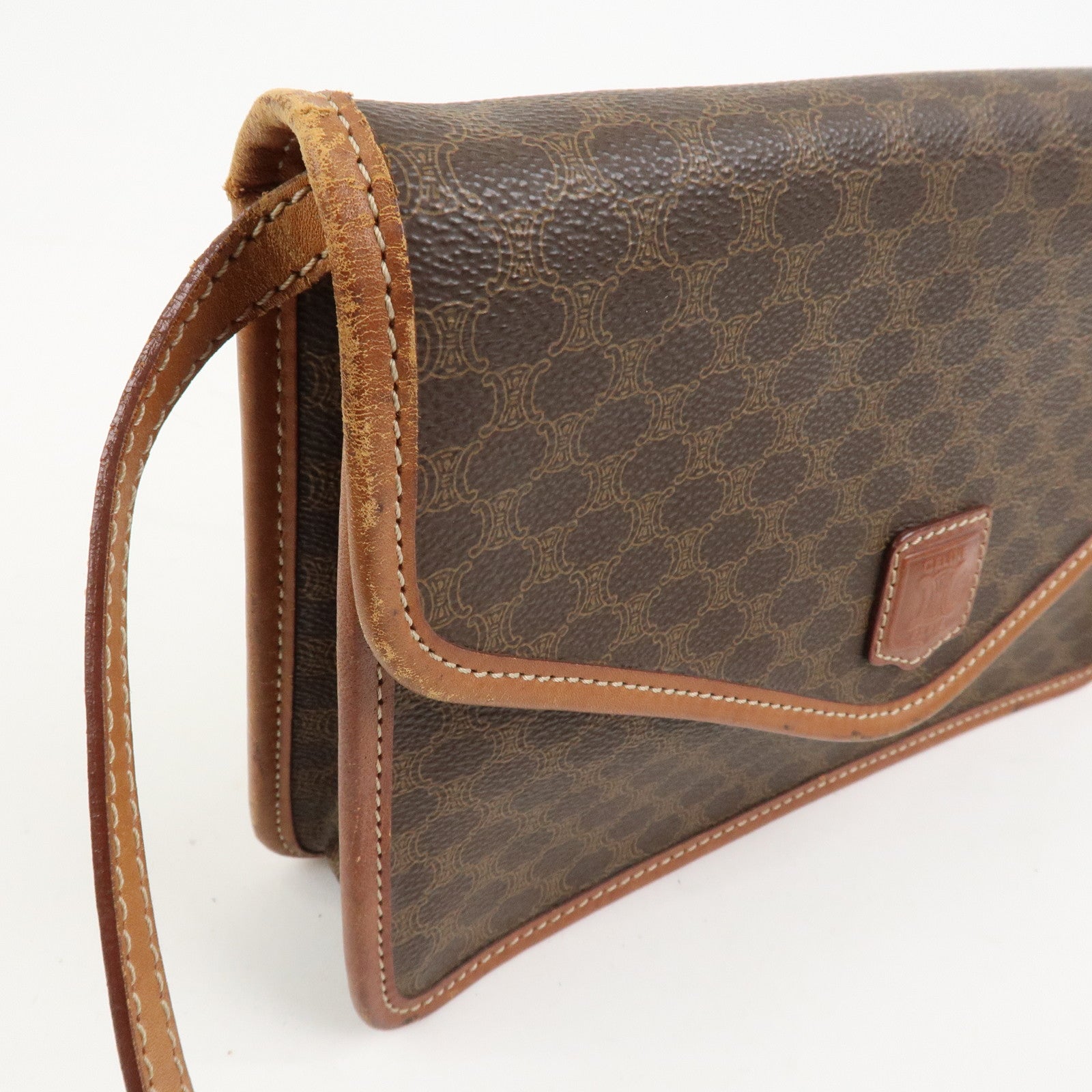 CELINE Macadam PVC Canvas Leather 2WAY Bag Shoulder Bag Brown