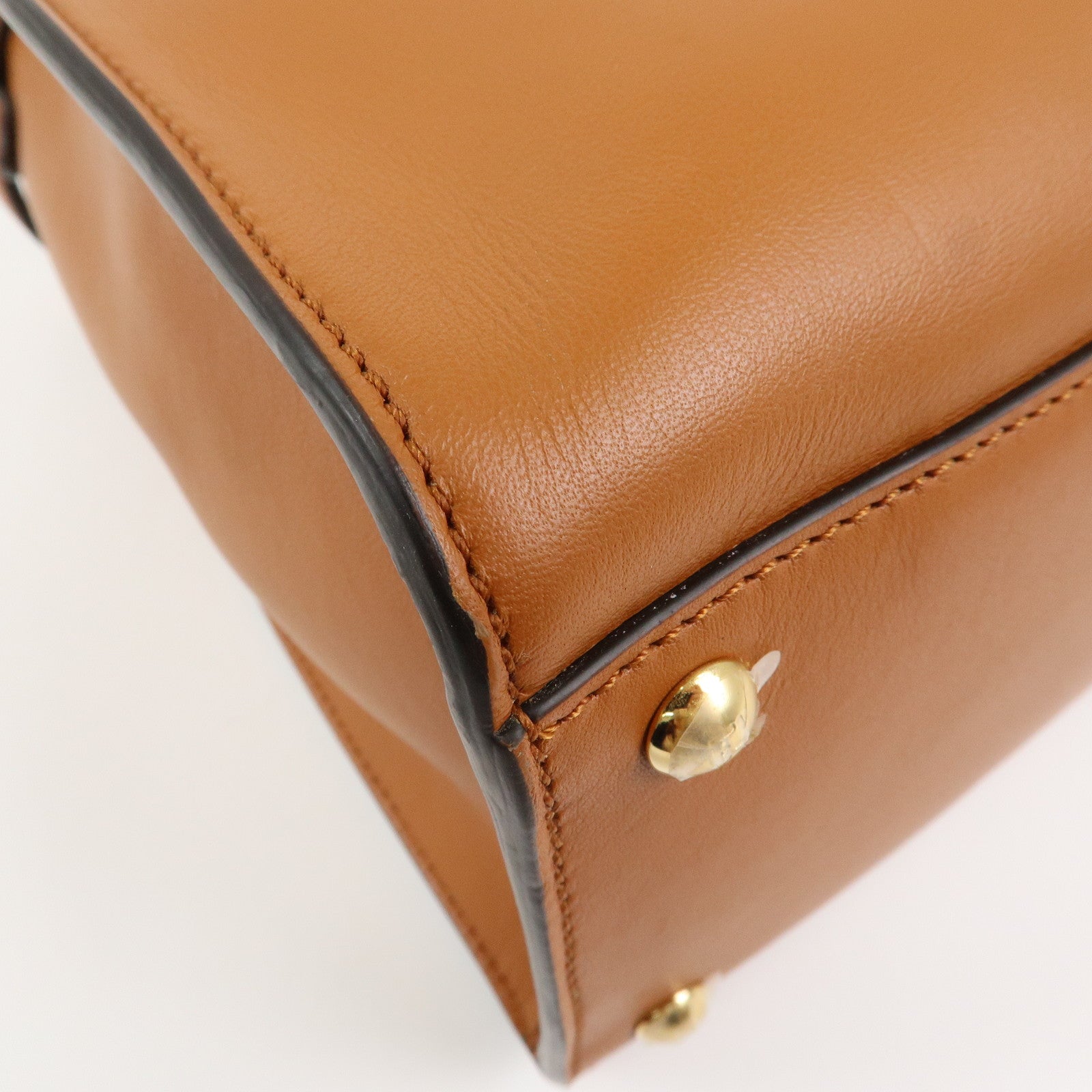 FENDI Peekaboo X Lite Leather 2Way Bag Shoulder Bag Brown 8BN310