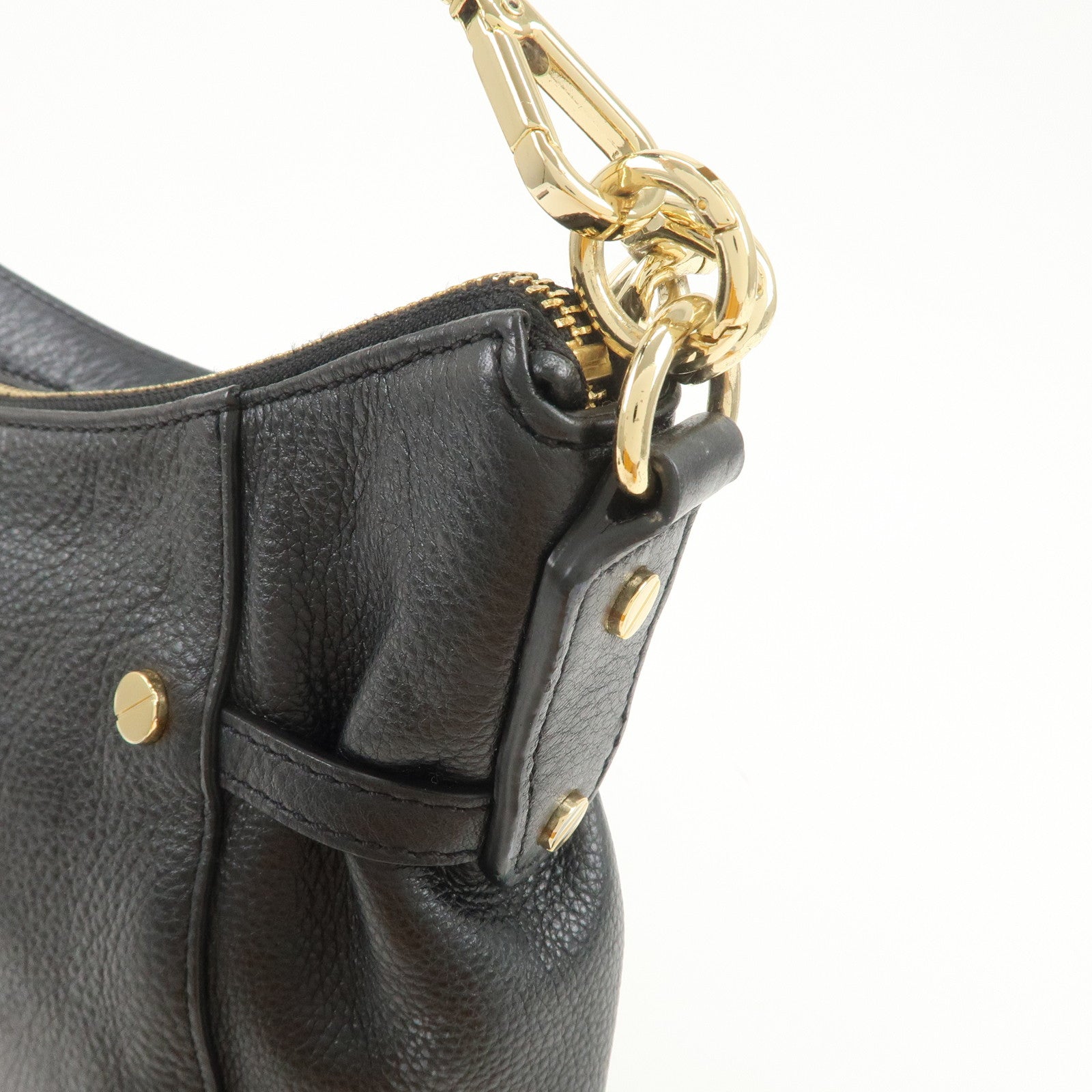 MICHAEL KORS Logo Leather 2Way Bag Hand Bag Shoulder Bag Black