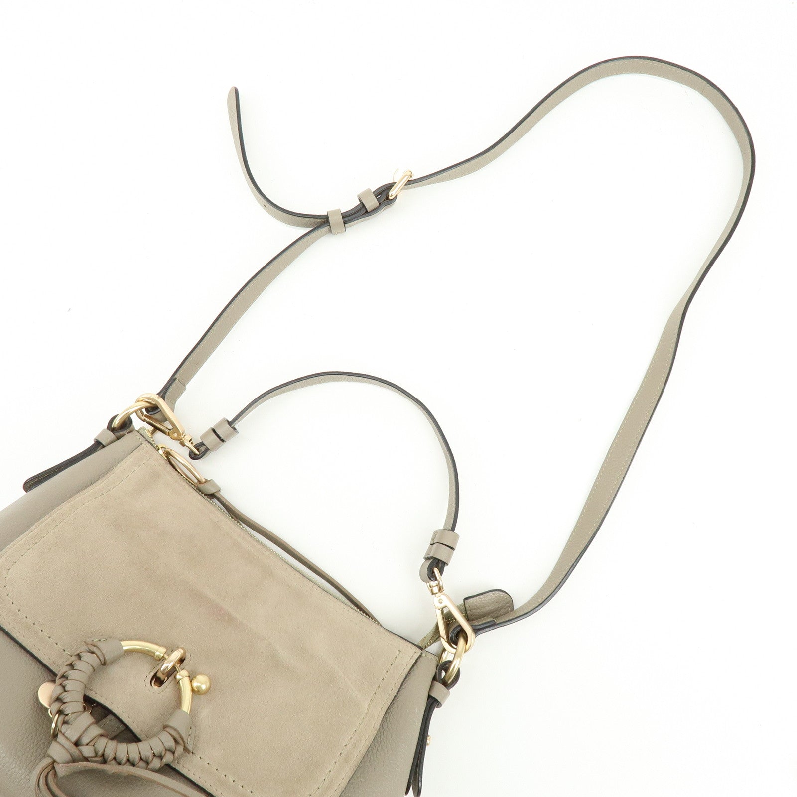 Chloe See By Chloe Leather Suede 2Way Bag Shoulder Bag Beige