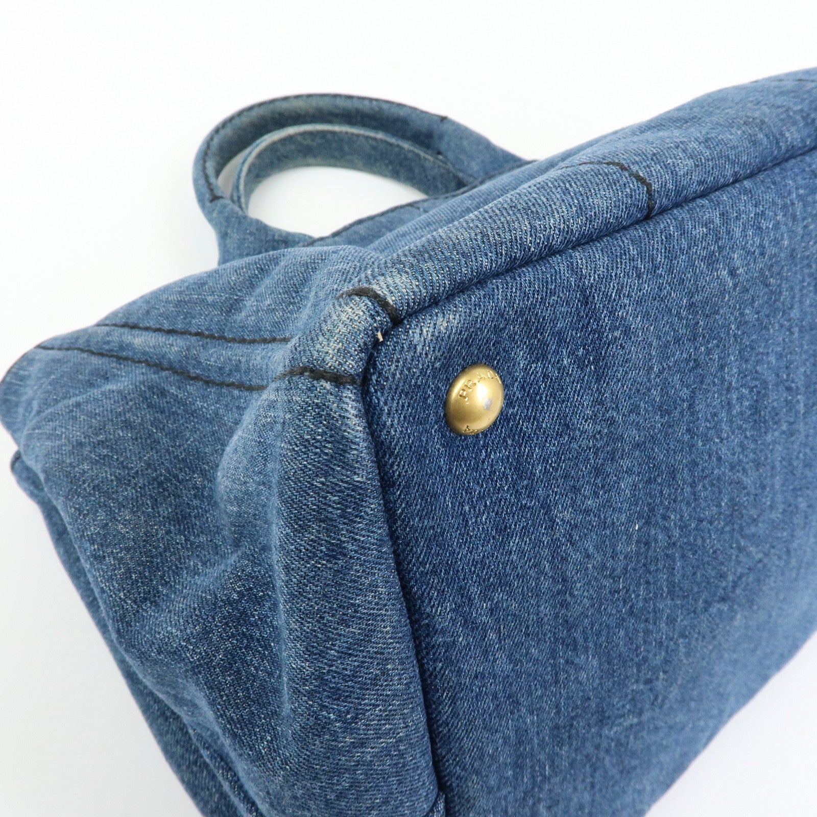 PRADA Triangle Logo Canapa Denim Large 2Way Bag Tote Bag B2642B