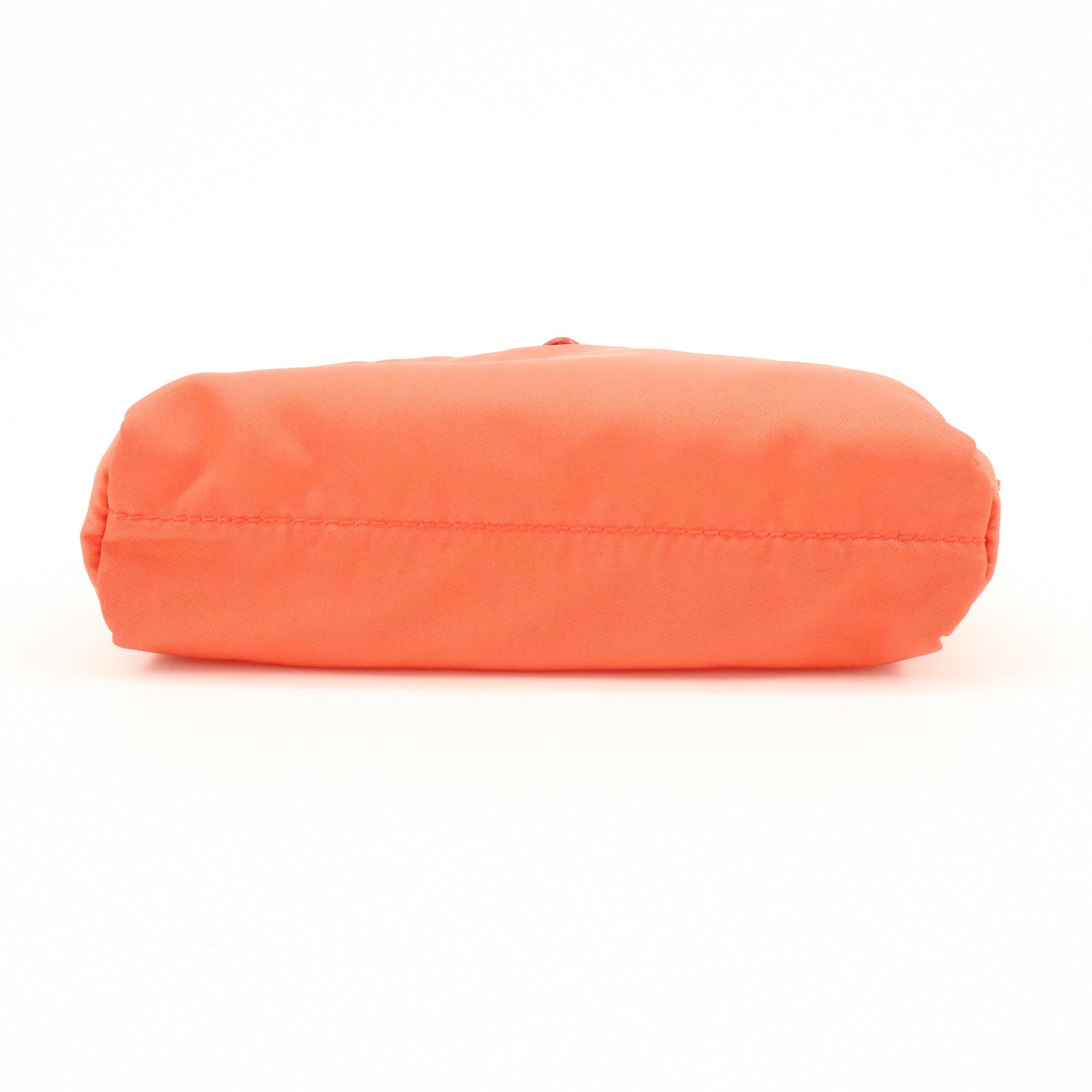 PRADA Triangel Logo Nylon Leather Pouch Cosmetic Case Coral