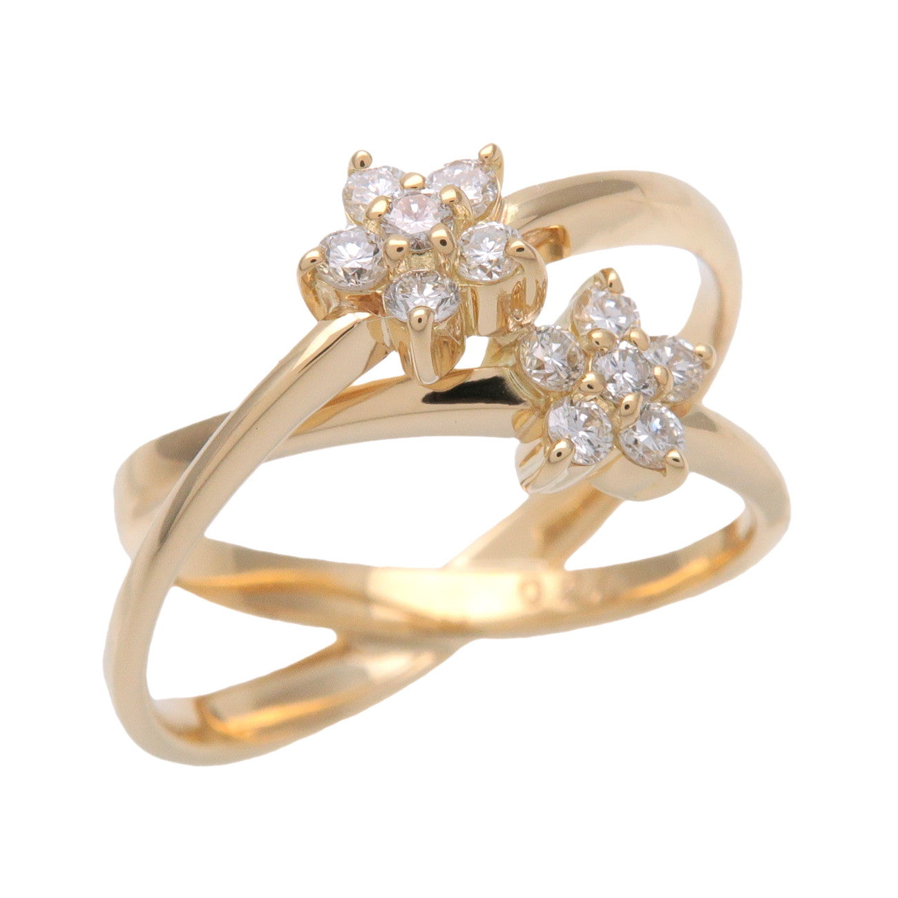 Ponte Vecchio Flower Motif Diamond Ring 0.27ct K18 750YG US5.5 EU51