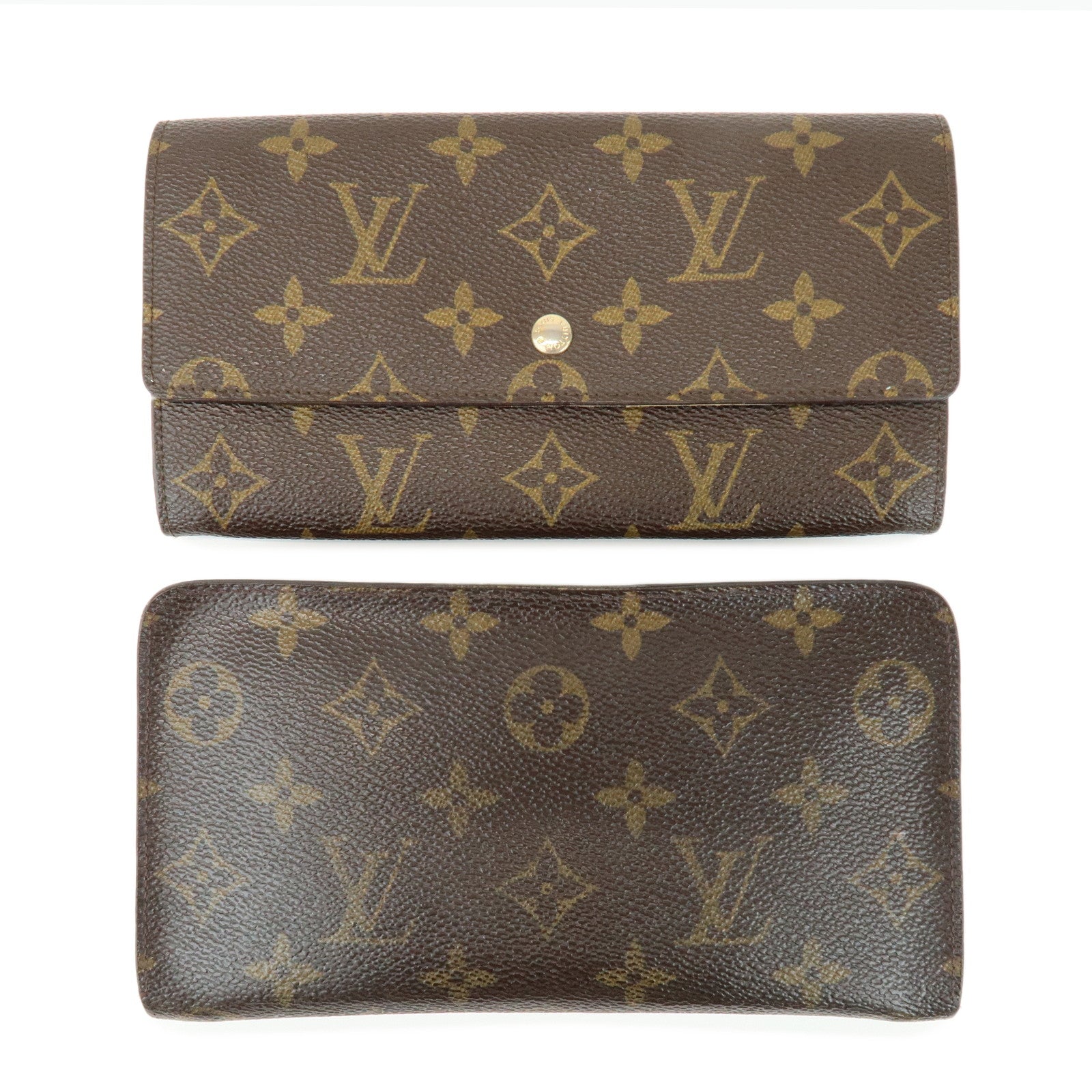 Louis Vuitton Monogram Set of 2 Long Wallets Brown M61727/M61723