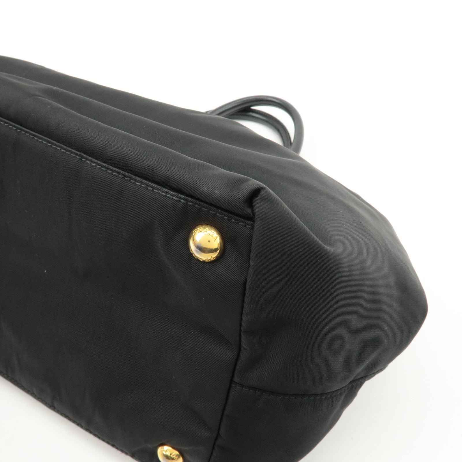 PRADA Nylon Leather Ribbon Hand Bag Tote Bag Black BN1601 Used