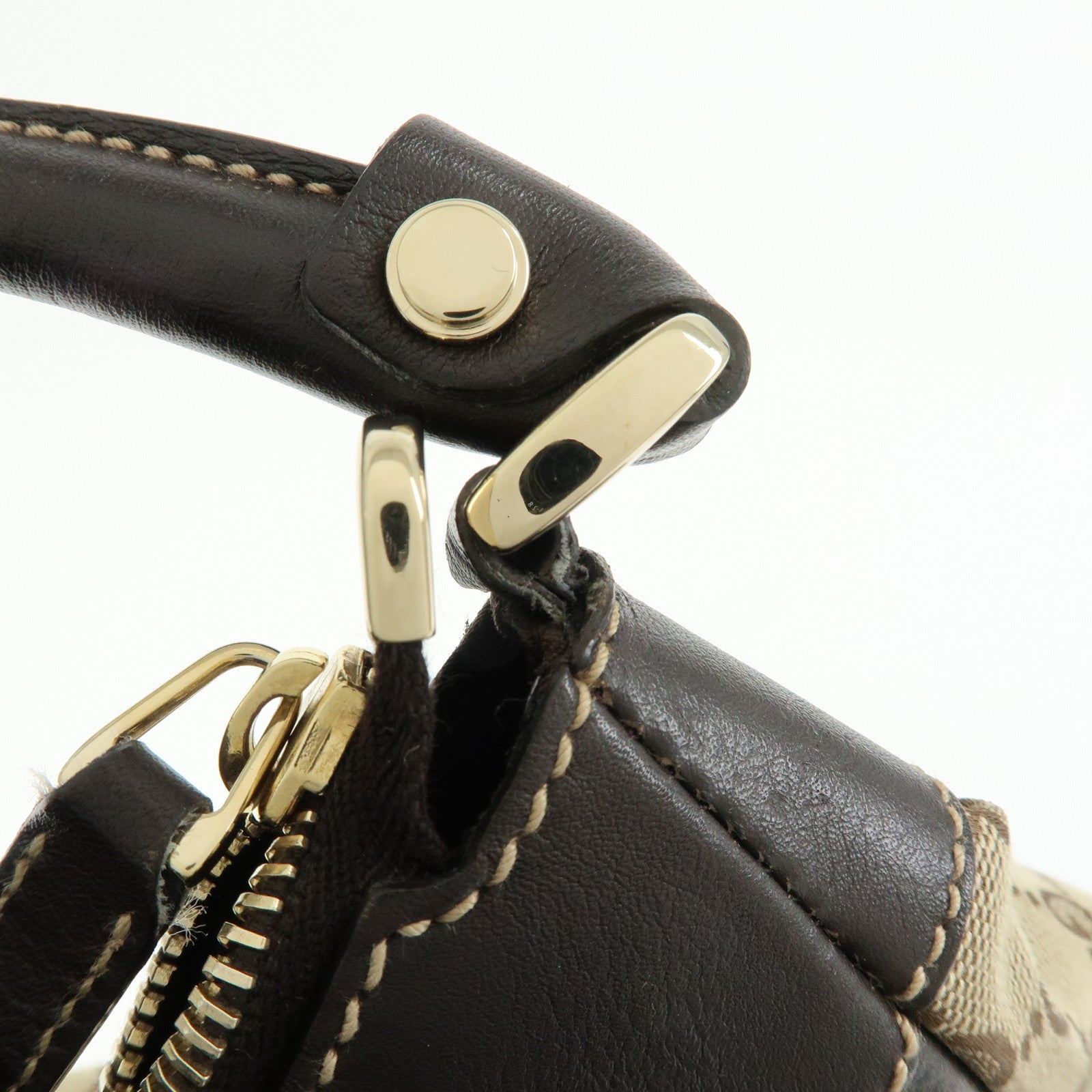 GUCCI Abbey GG Canvas Leather Shoulder Bag Hand Bag Brown 189833