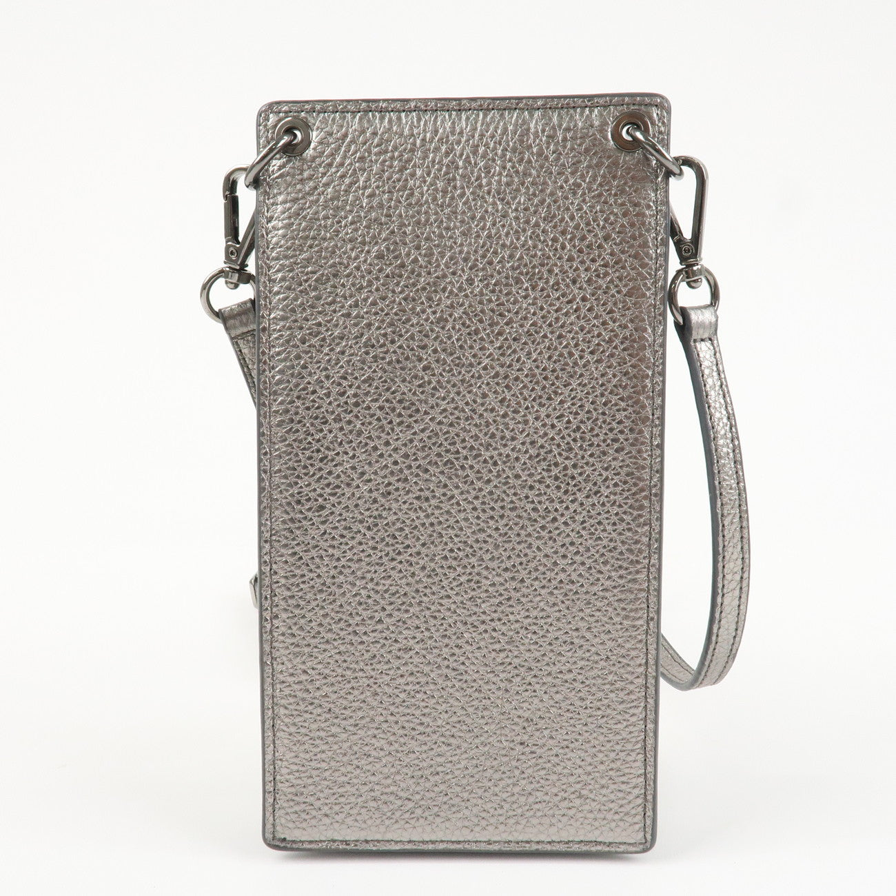 JIMMY CHOO Leather Star Studs Cell Phone Folder Shoulder Bag Silver Used