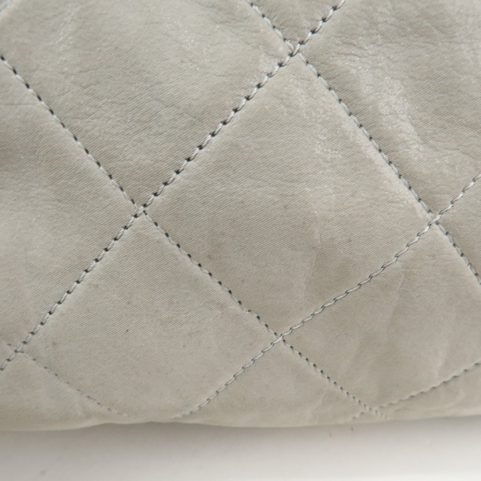 CHANEL Matelasse COCO Mark Shiny Lamb Skin Chain Shoulder Bag Gray