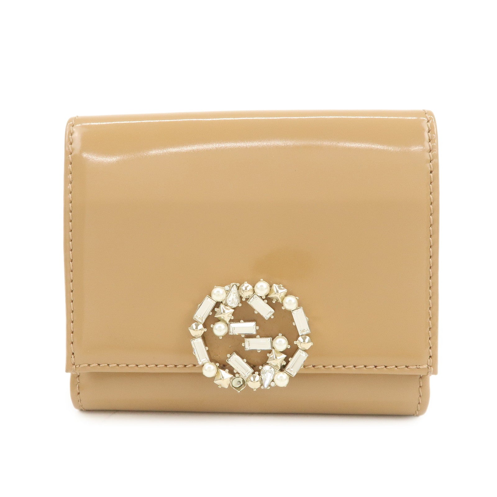 GUCCI GG Sparkling Mini French Flap W Hook Tri-fold Wallet 369688