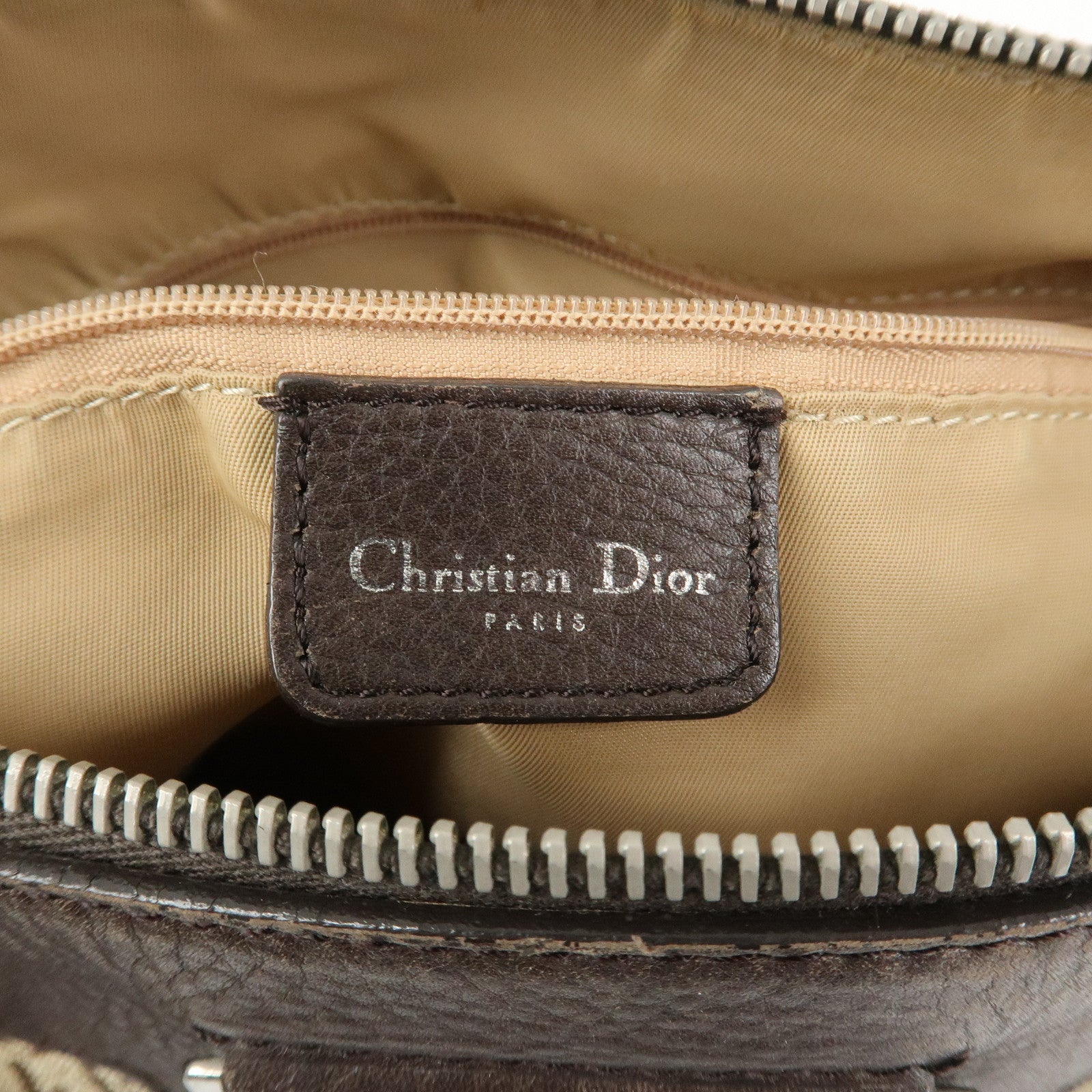 Christian Dior Trotter Street Chic Canvas Leather Boston Bag Beige