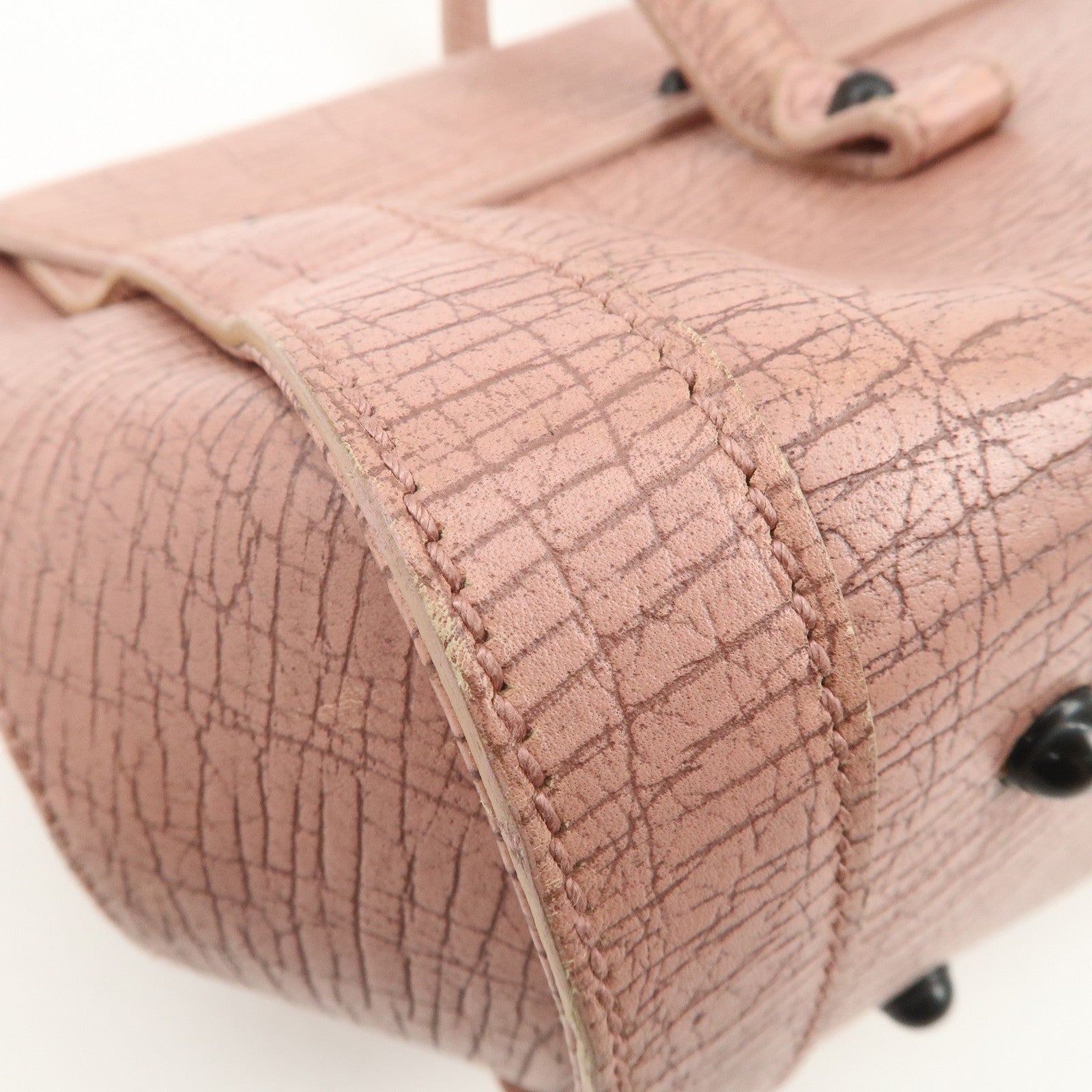 GUCCI Bamboo Embossed Leather Shoulder Bag Hand Bag Pink 111715