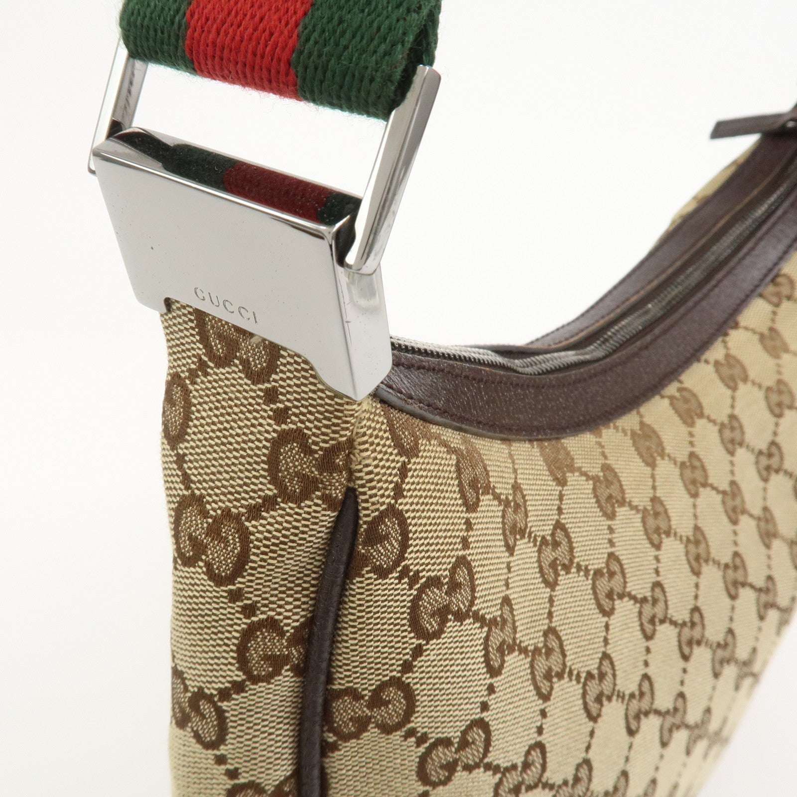 GUCCI Sherry GG Canvas Leather Shoulder Bag Beige Brown 122790