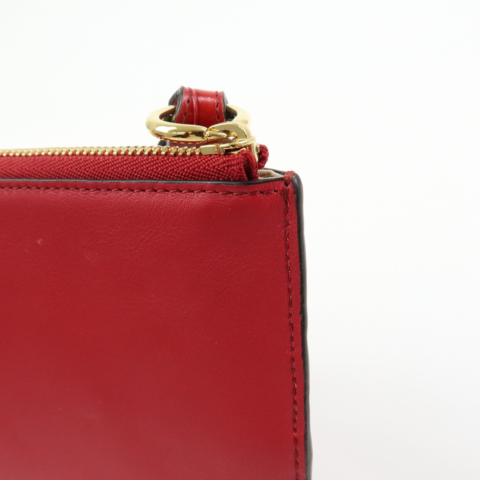 Chloe See By Chloe Embossed Leather Clutch Bag Flat Pouch Red