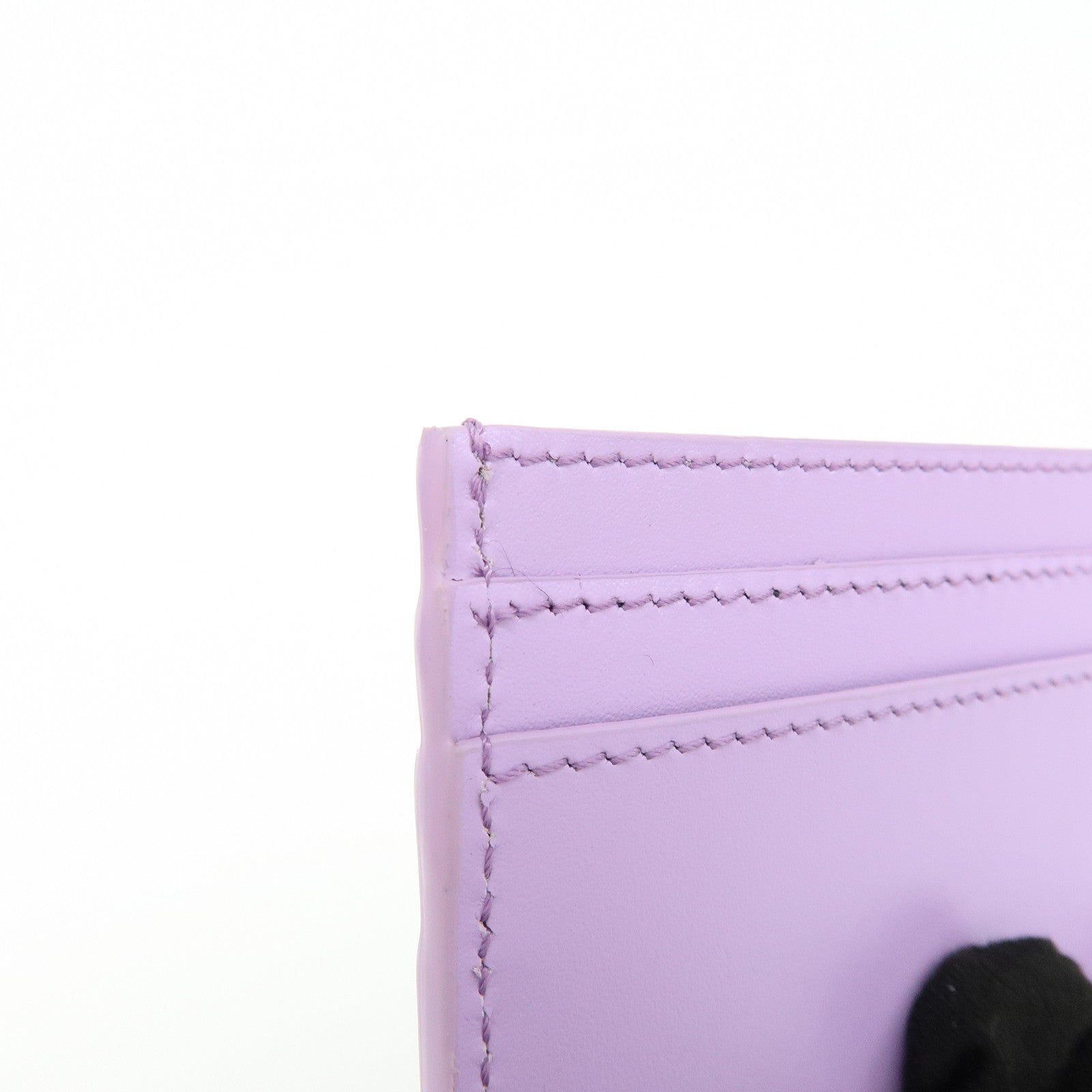 VERSACE Logo Leather Card Case Card Wallet Light Purple Gold