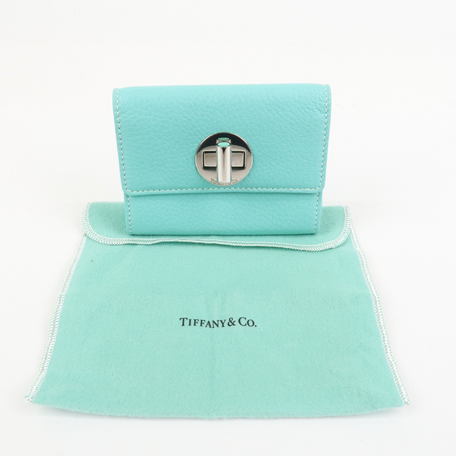 Tiffany & Co Leather Compact Bi-fold Wallet Tiffany Light Blue