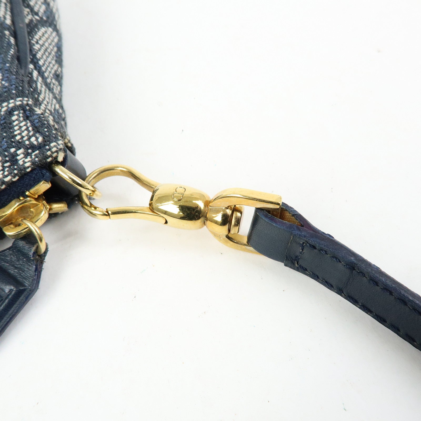 Christian Dior Trotter Jacguard Leather Saddle Bag Pouch Navy