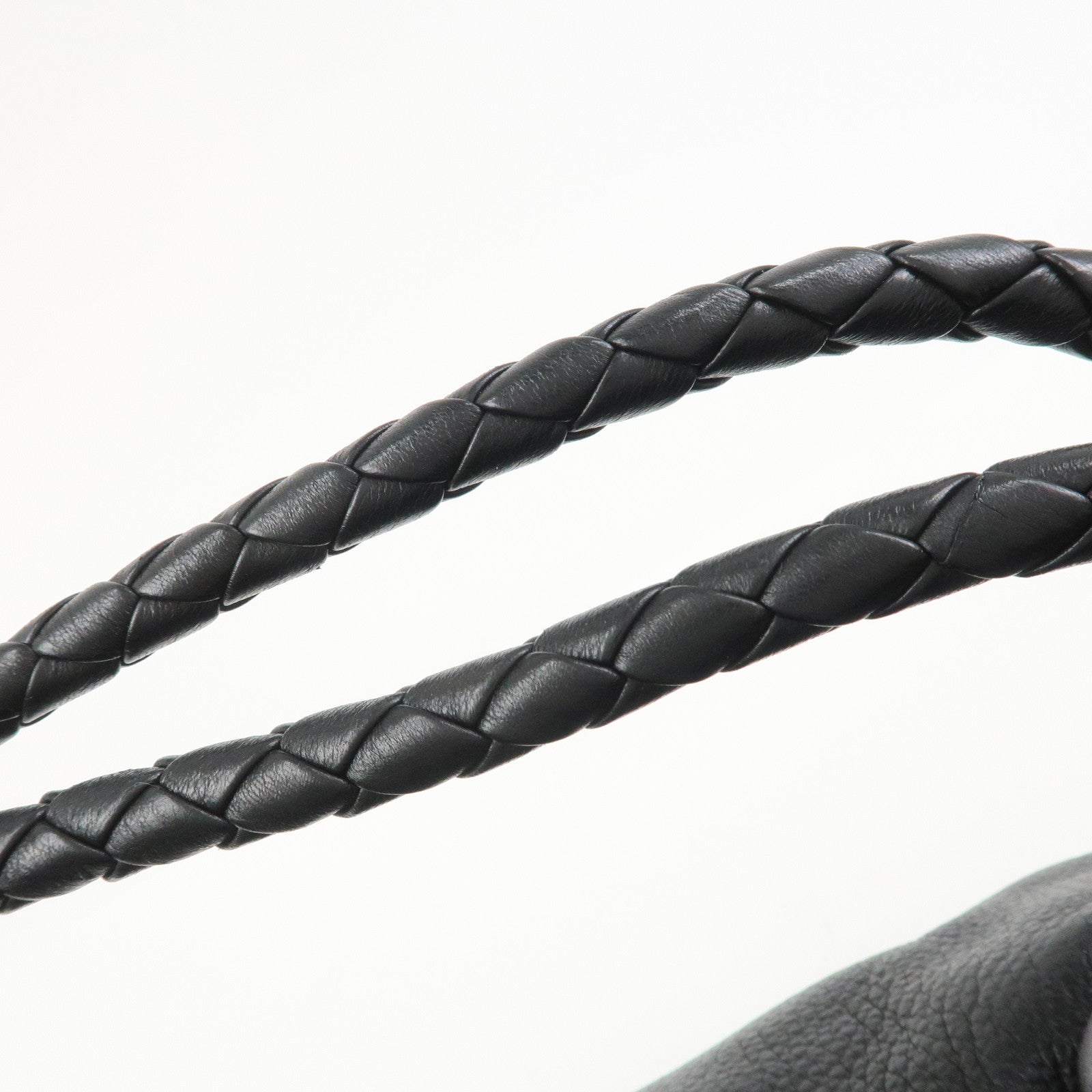 BOTTEGA VENETA Intrecciato Leather Hand Bag Shoulder Bag Black