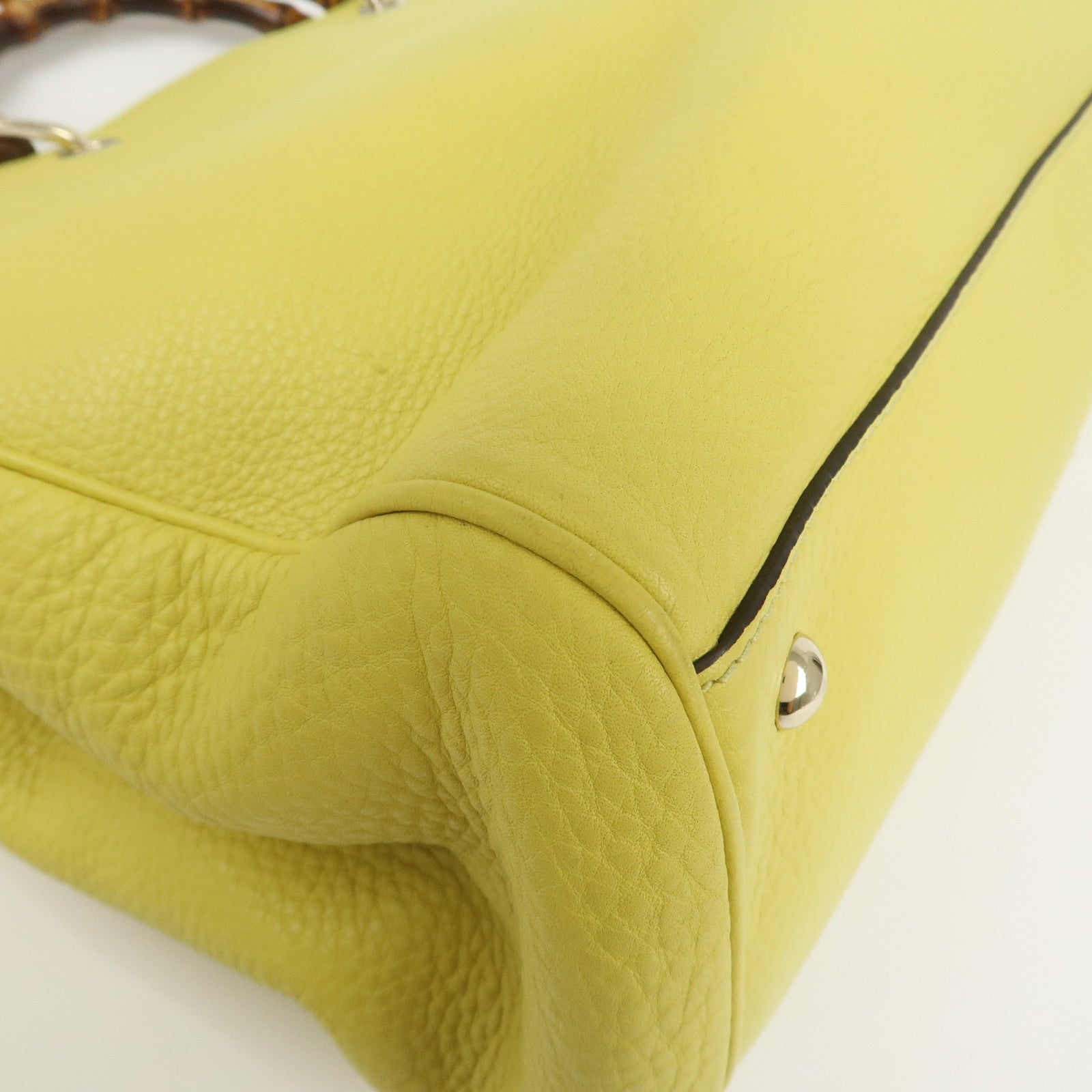 GUCCI Bamboo Shopper Large Tote Bag 2WAY Hand Bag Yellow 323658