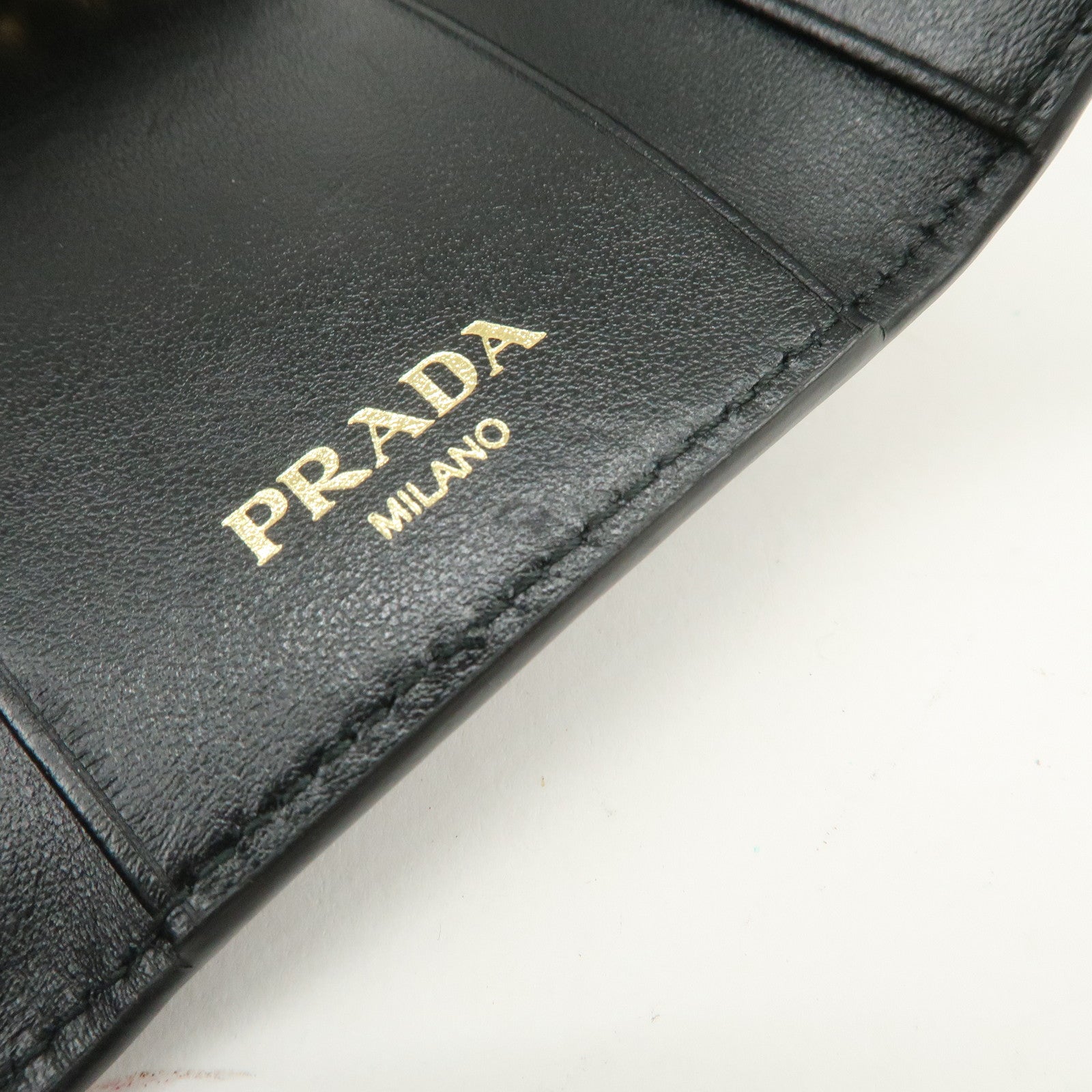 PRADA Triangle Logo Leather 6 Key Case Key Holder Black 1PG222