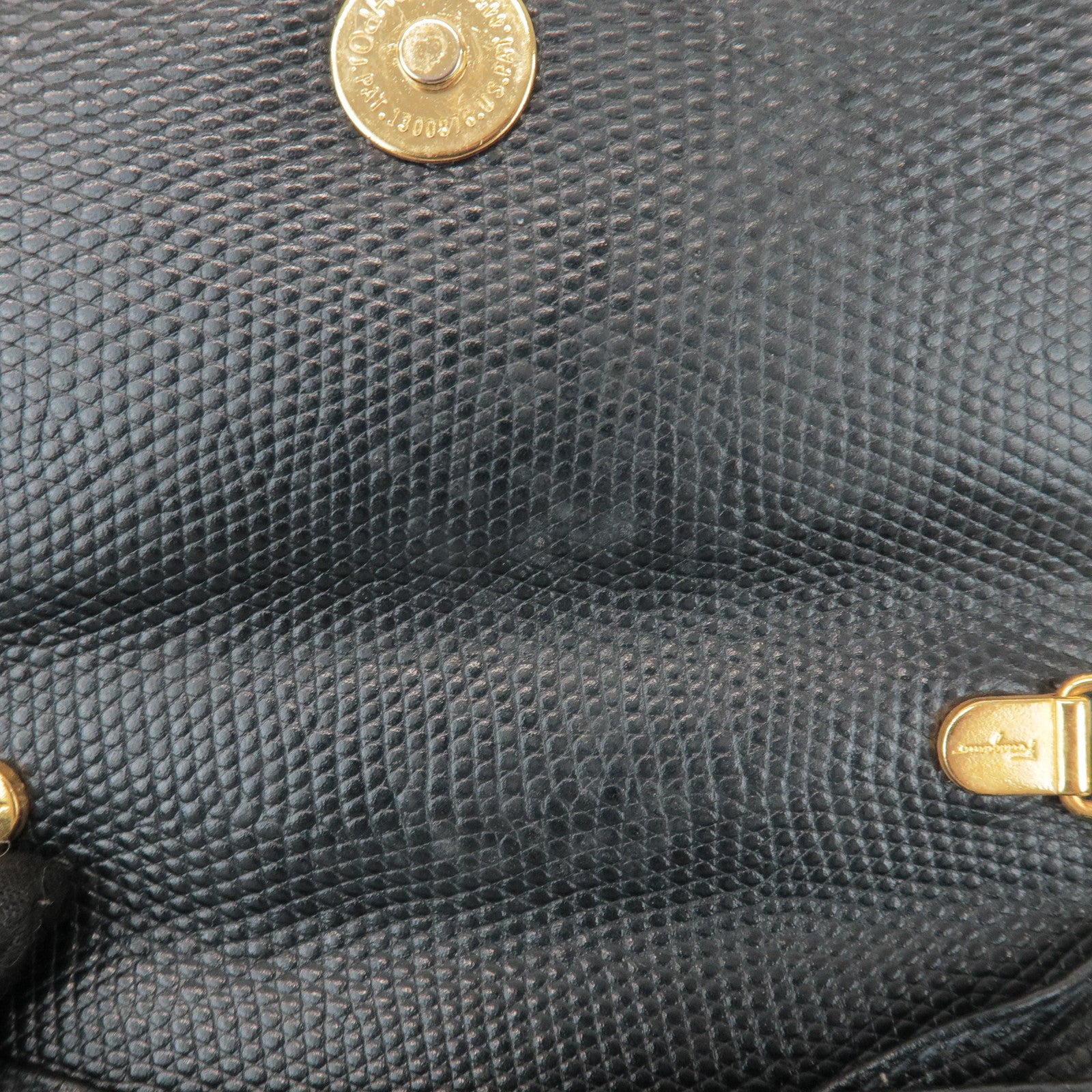 Ferragamo Vara Ribbon Embossed Leather Chain Shoulder Bag Navy