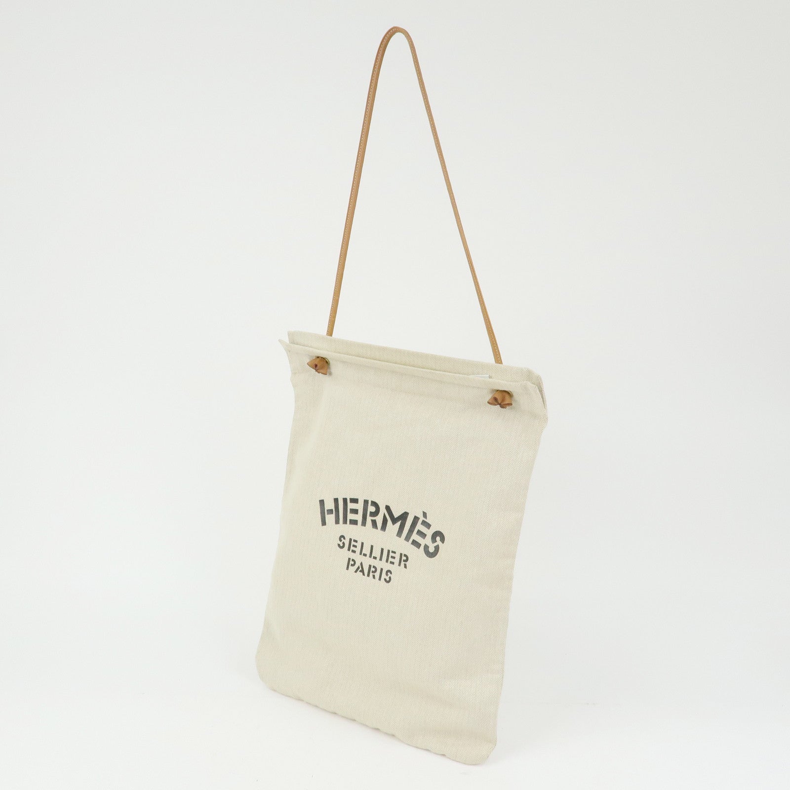 HERMES Aline GM Canvas Leather Shoulder Bag Hand Bag Natural