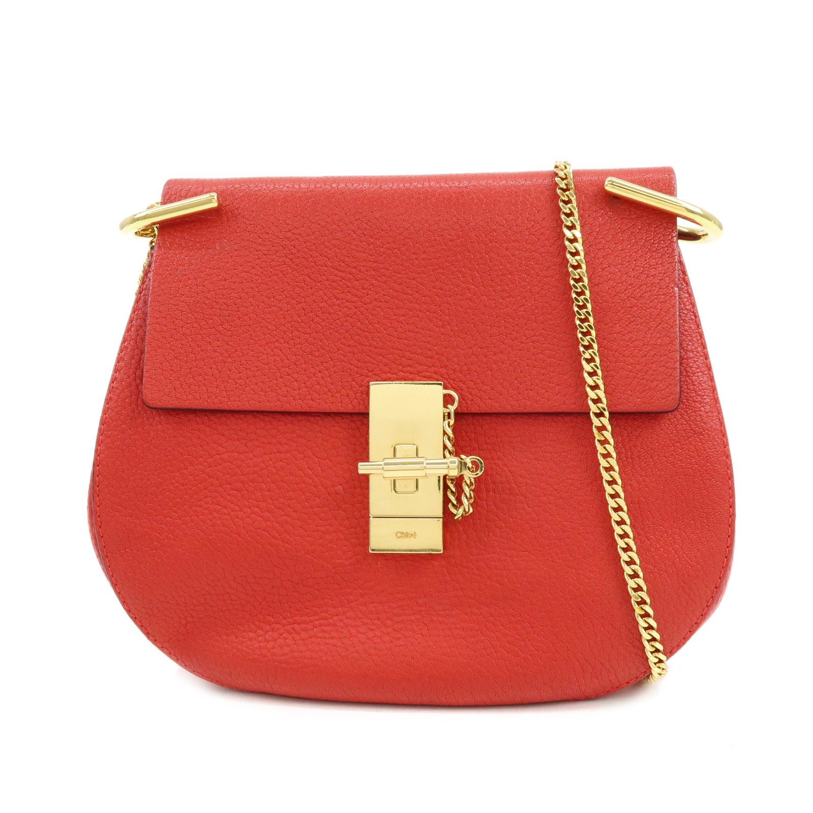 Chloe Drew Leather Chain Shoulder Bag Crossbody Bag Red