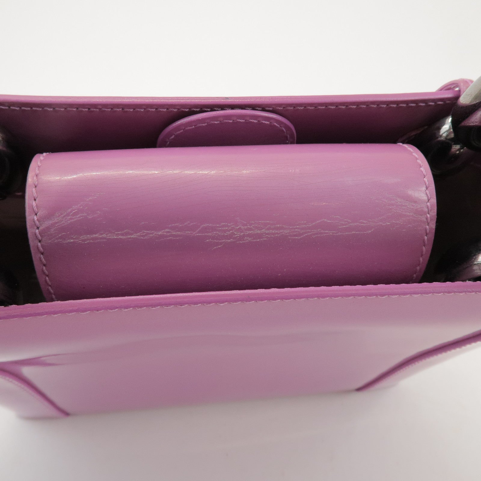 Christian Dior Maris Pearl Patent Leather Hand Bag Purple