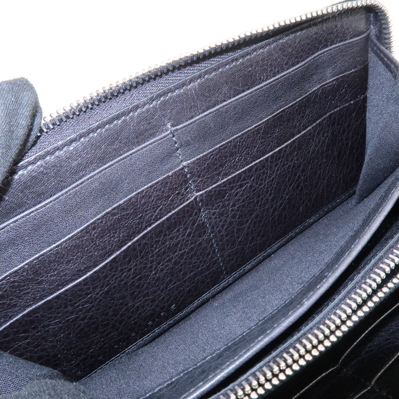 BALENCIAGA Giant Continental Leather Round Zippy Long Wallet Black