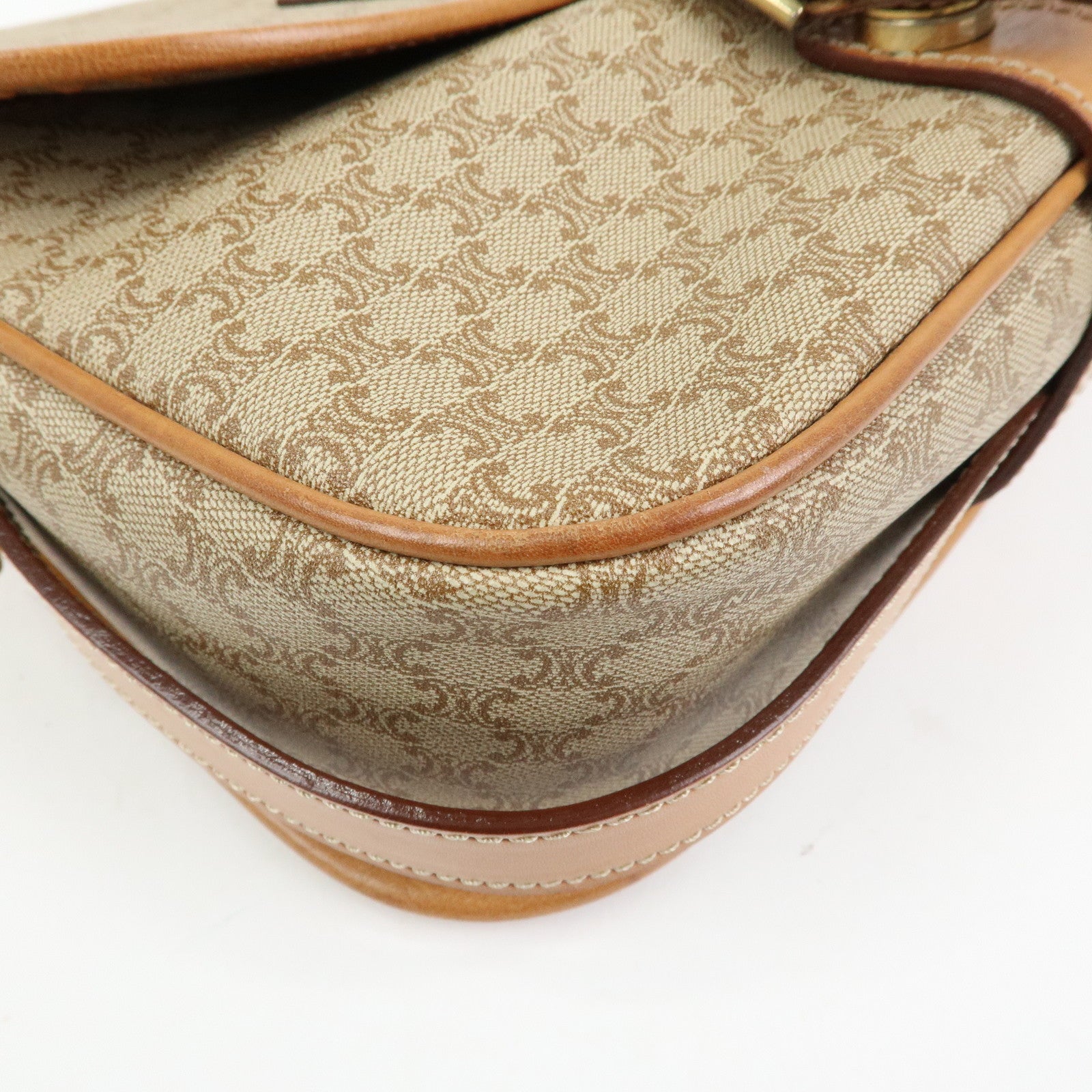 CELINE Macadam PVC Leather Shoulder Bag Beige Brown