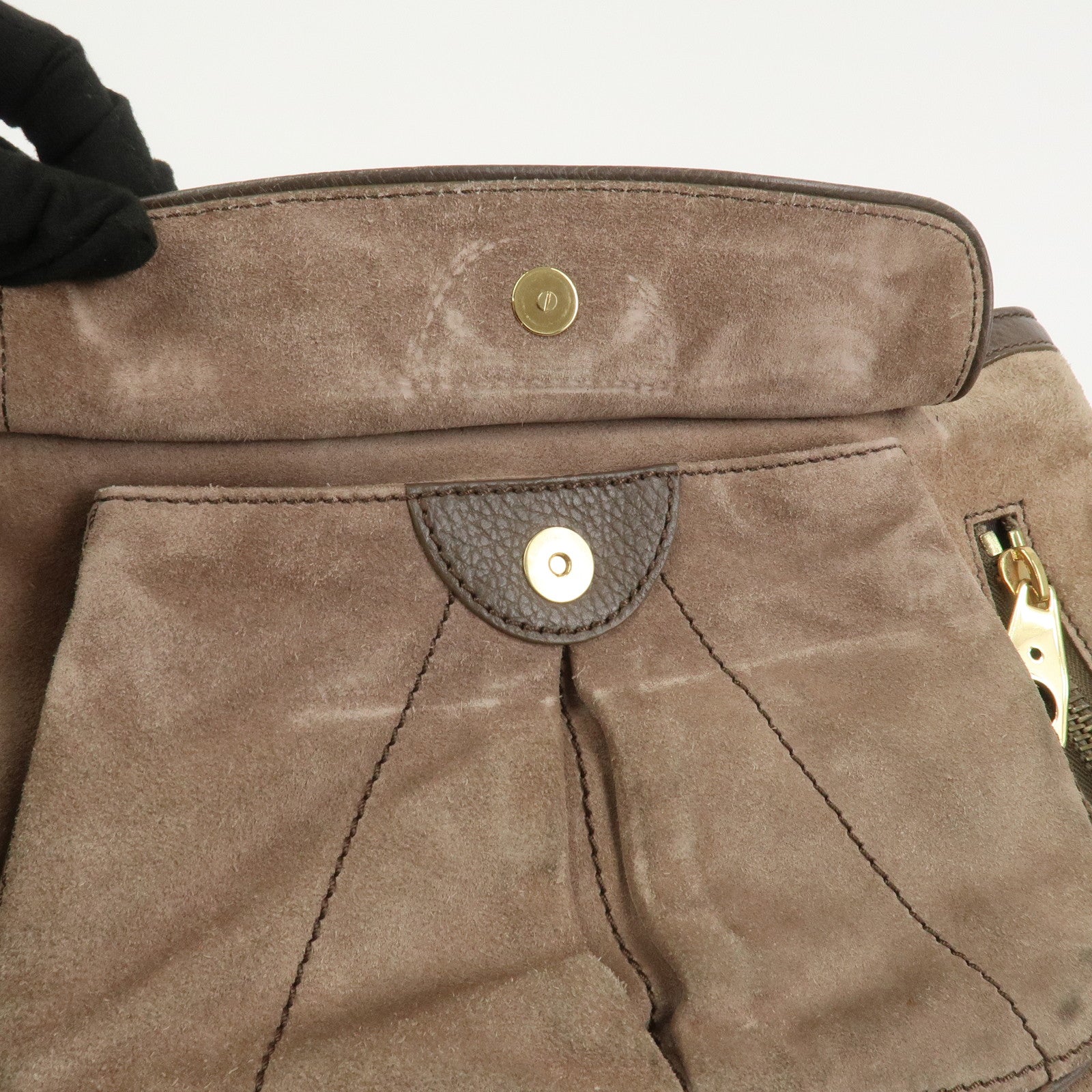 CELINE Boogie Bag Suede Leather Hand Bag Beige Brown