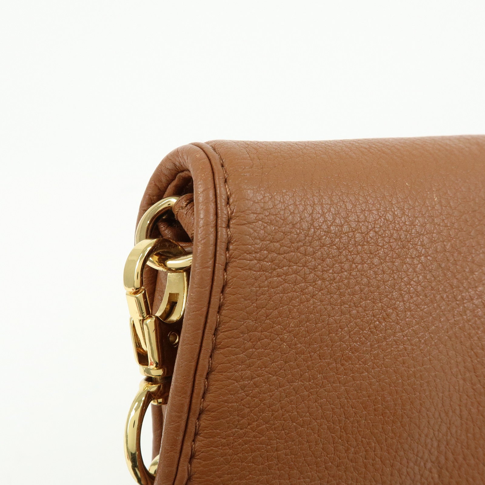TORY BURCH Leather Flap Shoulder Bag Crossbody Bag Clutch Brown