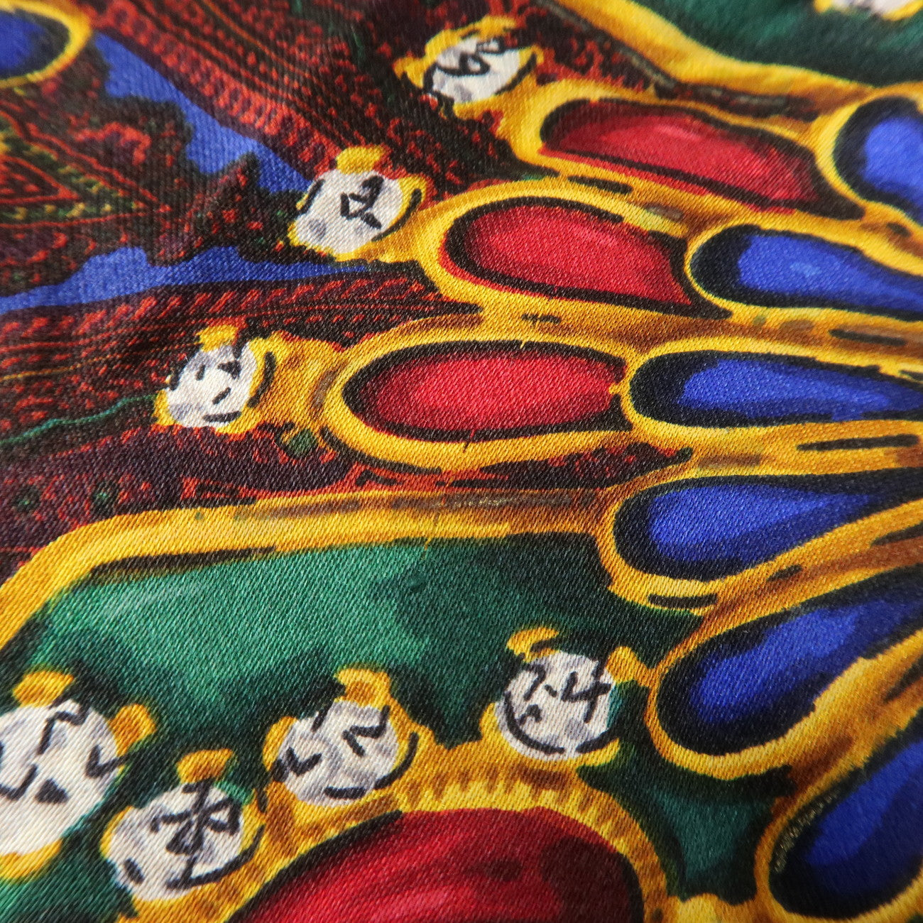 CHANEL Silk 100% Scarf  Gripoix Print Red Multi Color Used