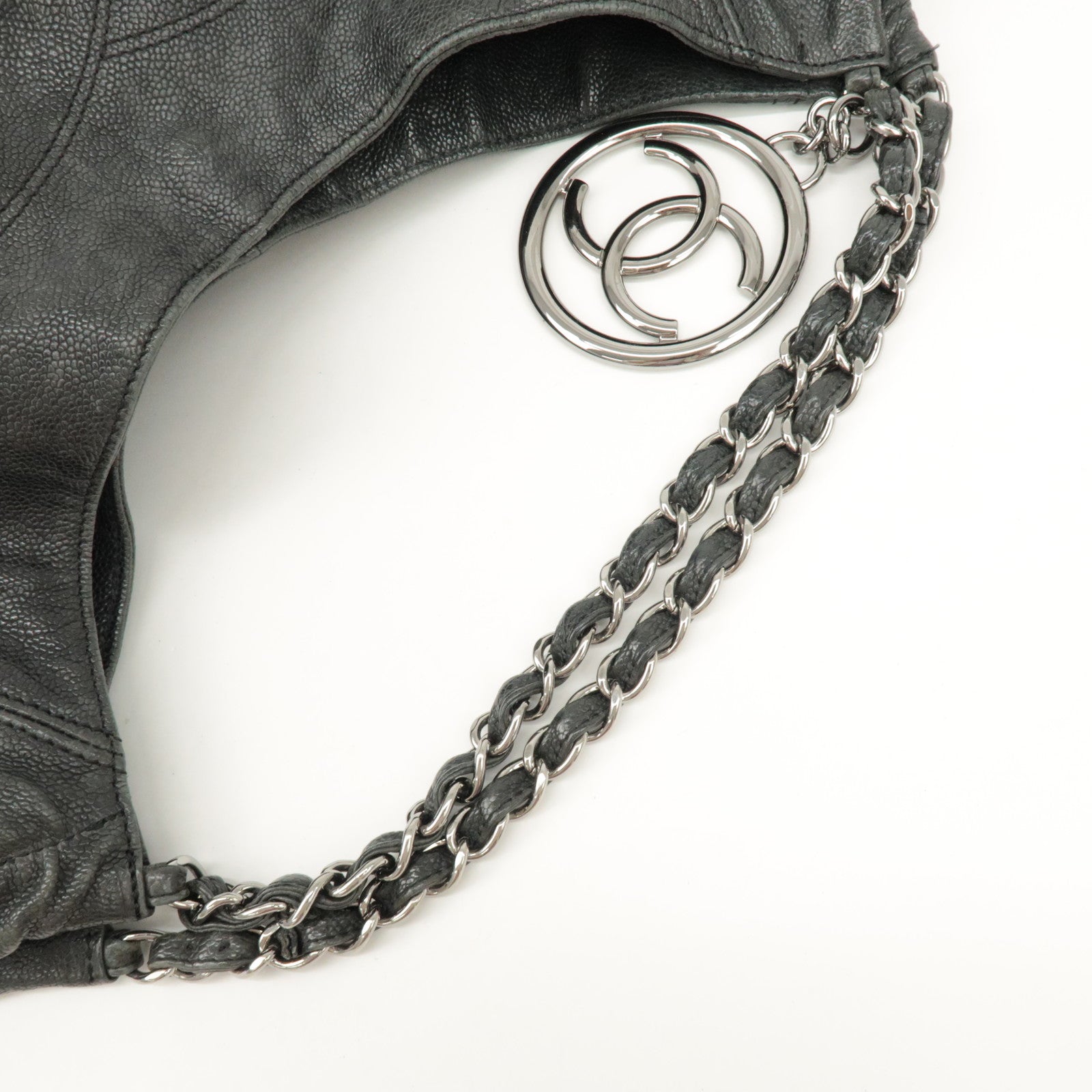 CHANEL COCO Cabus GM Caviarskin Chain Shoulder Bag Black A33450 Used