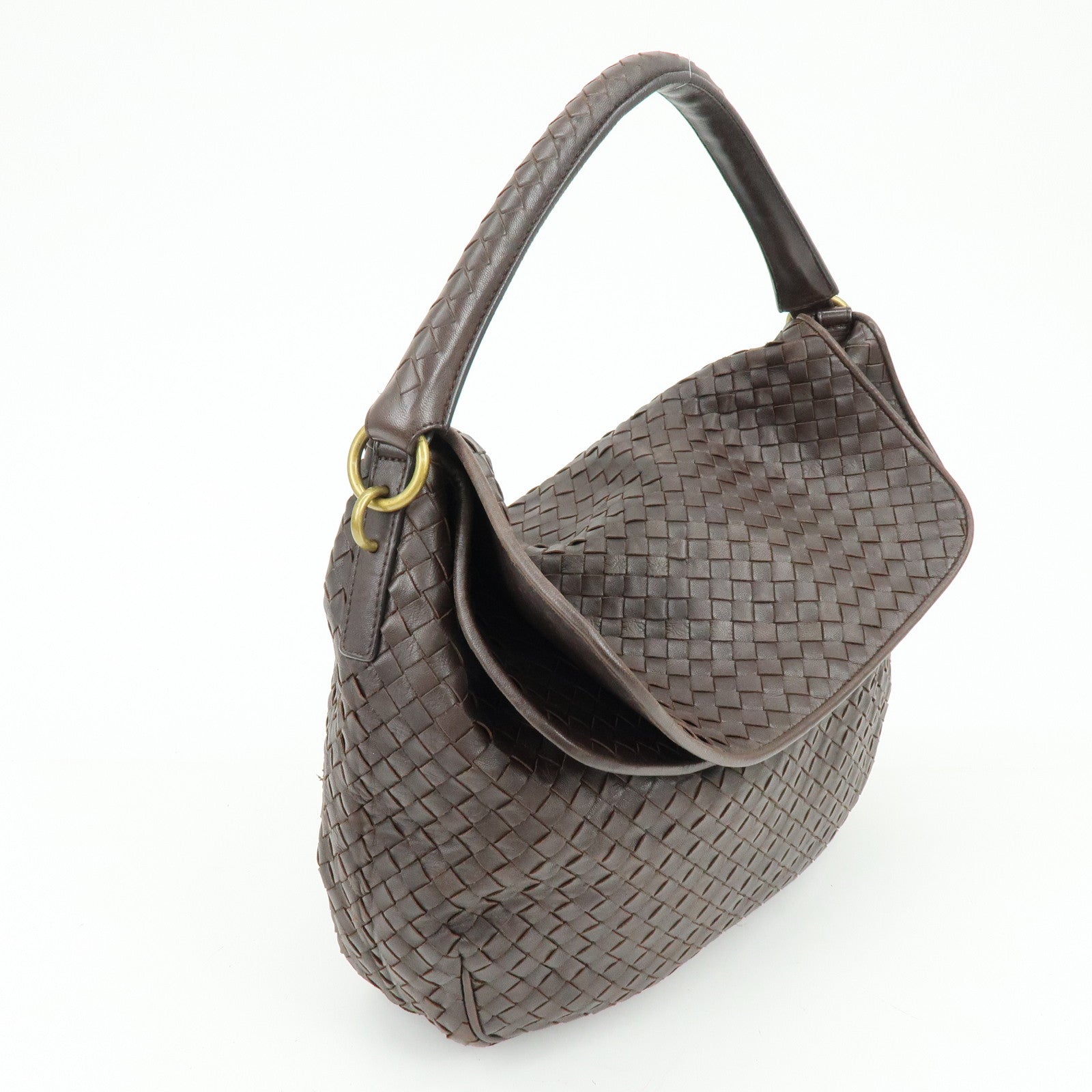 BOTTEGA VENETA Intrecciato Leather Shoulder Bag Brown 174741