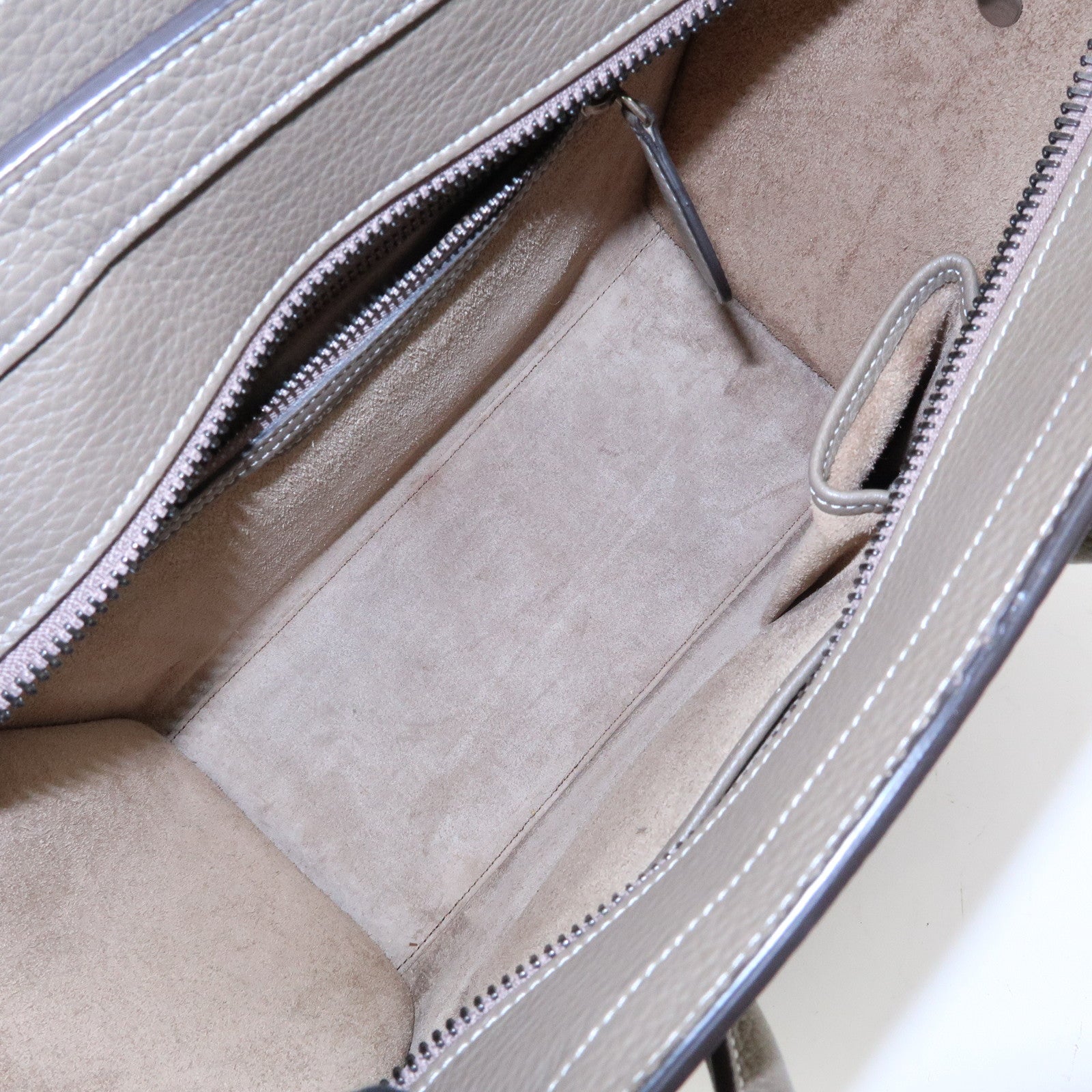 CELINE Luggage Micro Shopper Calf Leather Hand Bag Gray