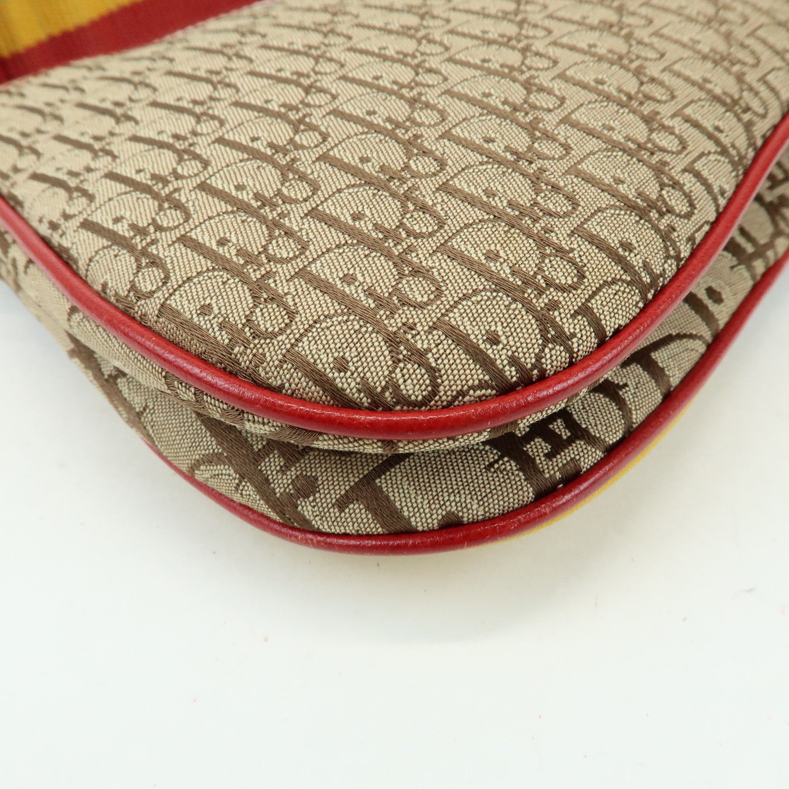 Christian Dior Trotter Canvas Leather Shoulder Bag Beige RastaColor