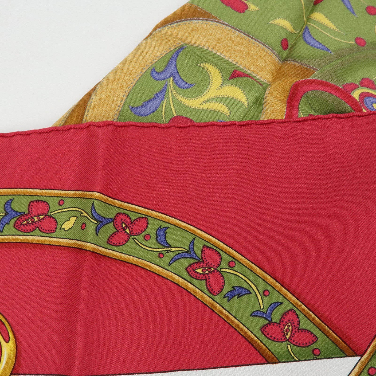 HERMES Carre 90 Silk 100% Scarf Festival Red White