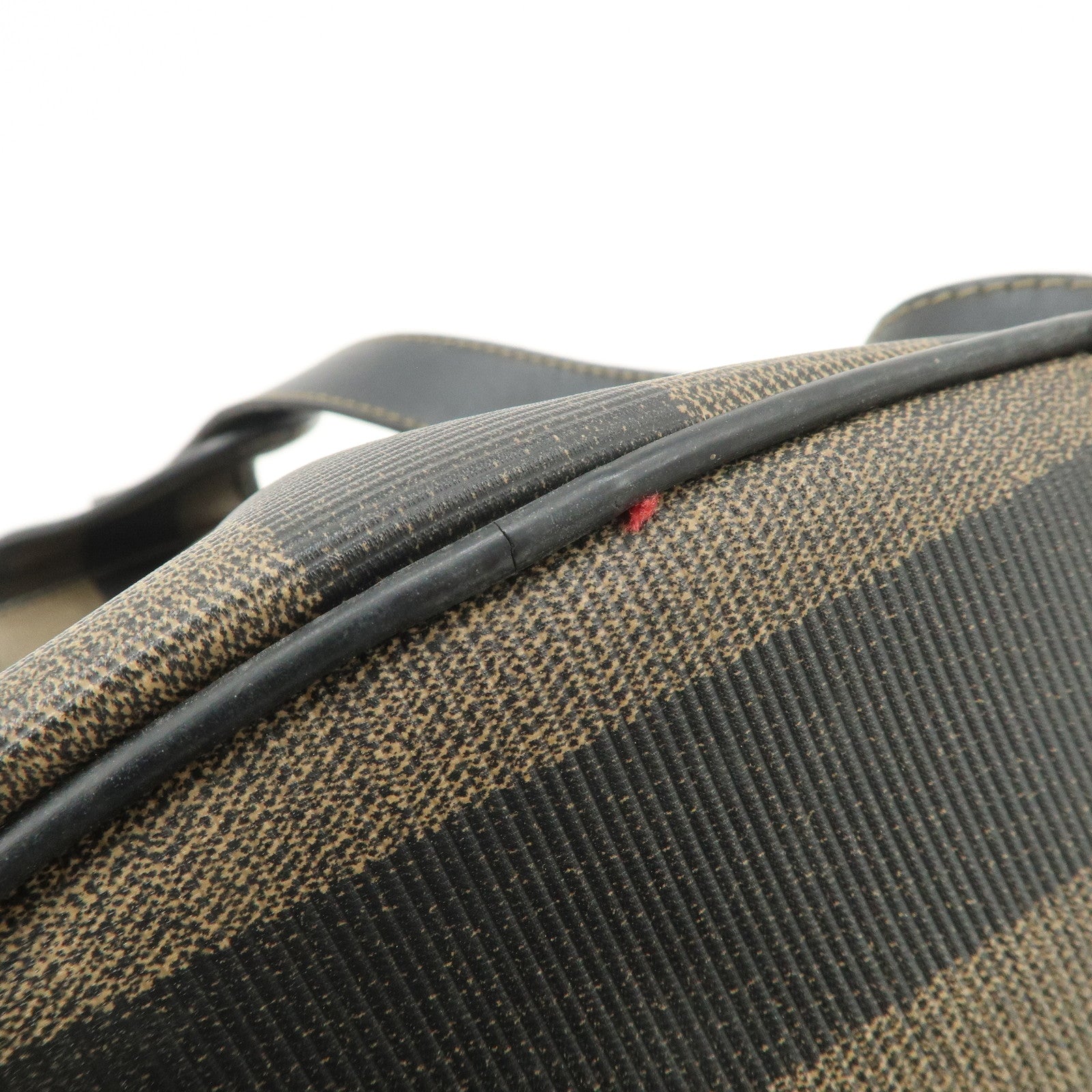 FENDI PVC Canvas Leather Back Pack Body Bag Black Brown 14559