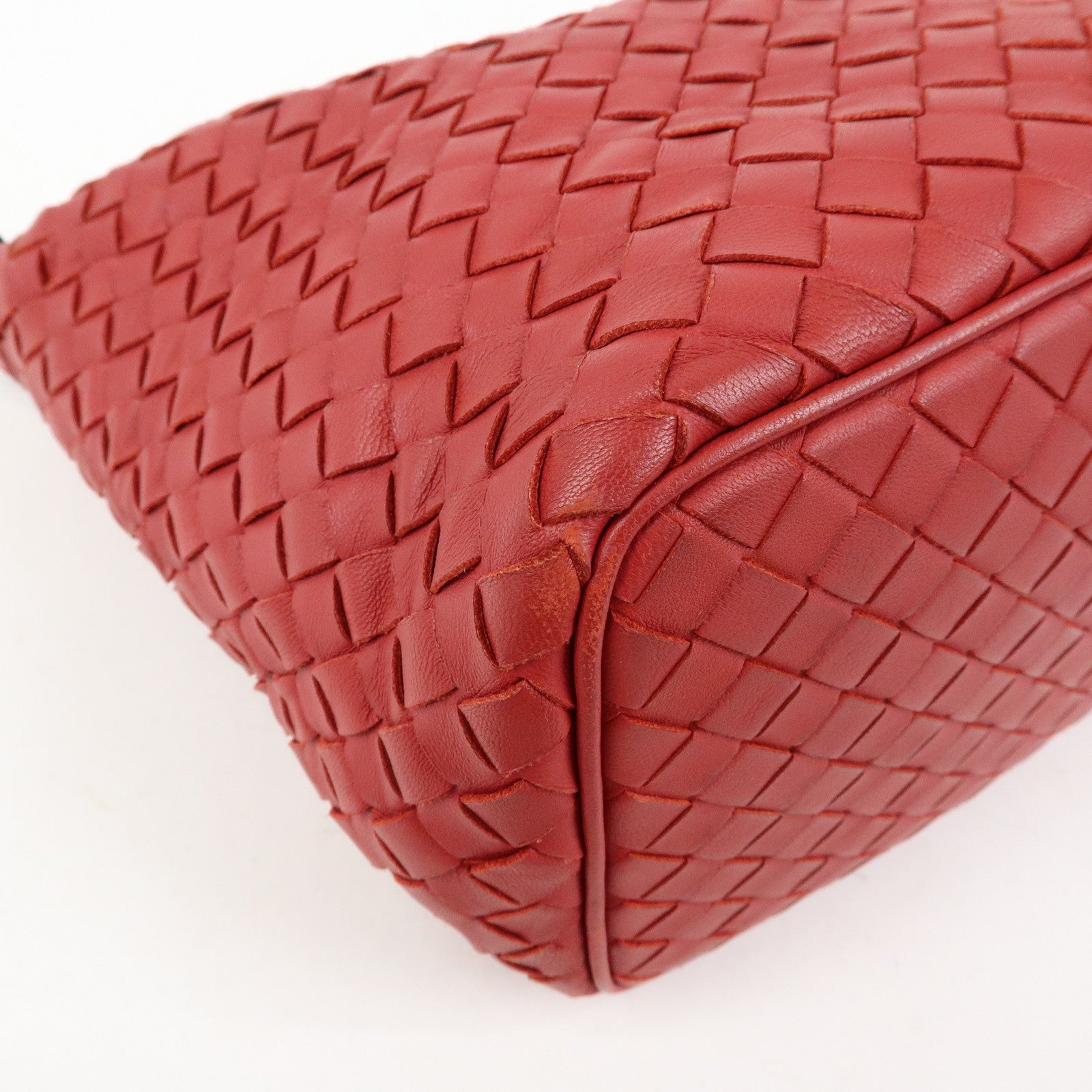 BOTTEGA VENETA Intrecciato Leather Hand Bag Shoulder Bag Red