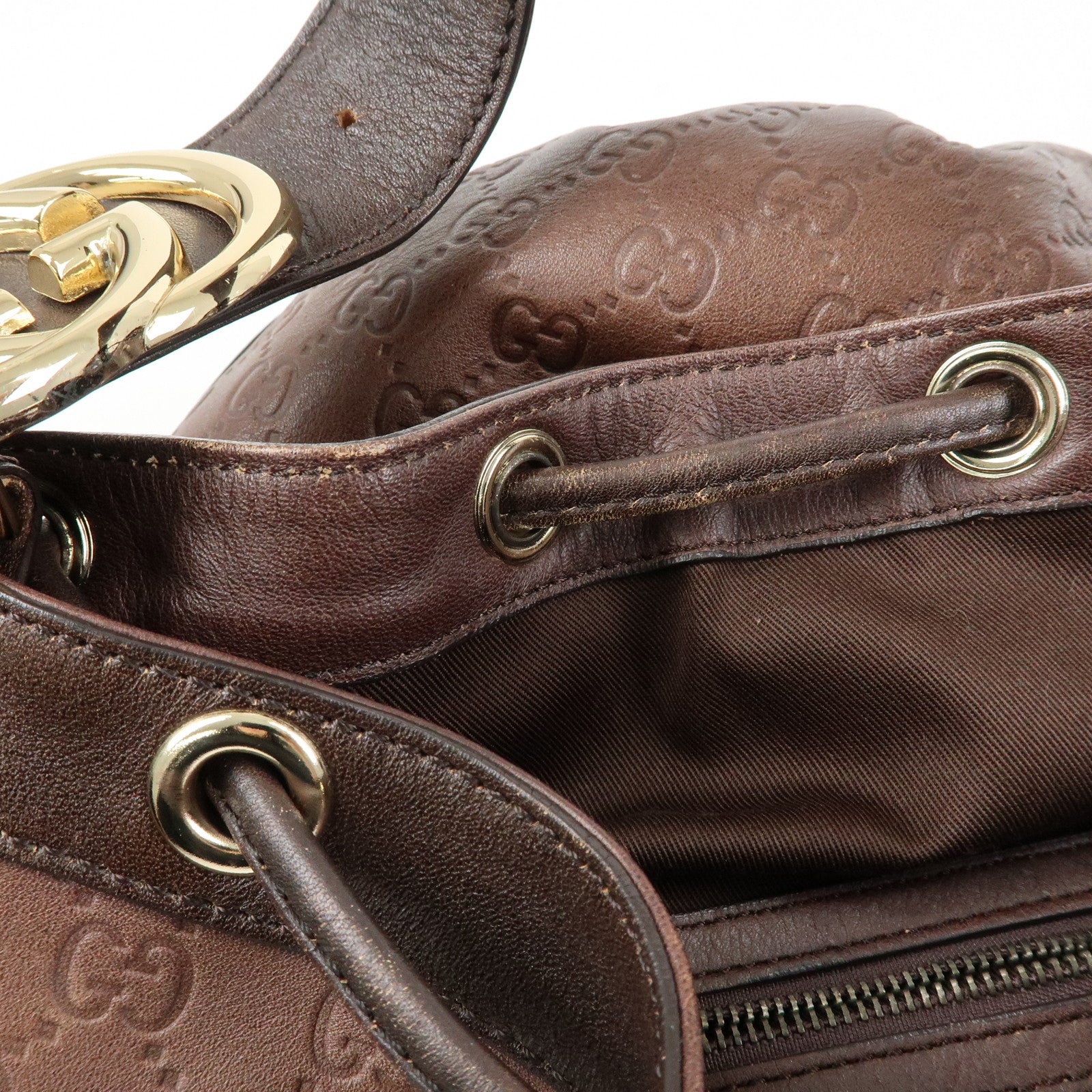 GUCCI Interlocking G Guccissima Leather Shoulder Bag Brown 223951