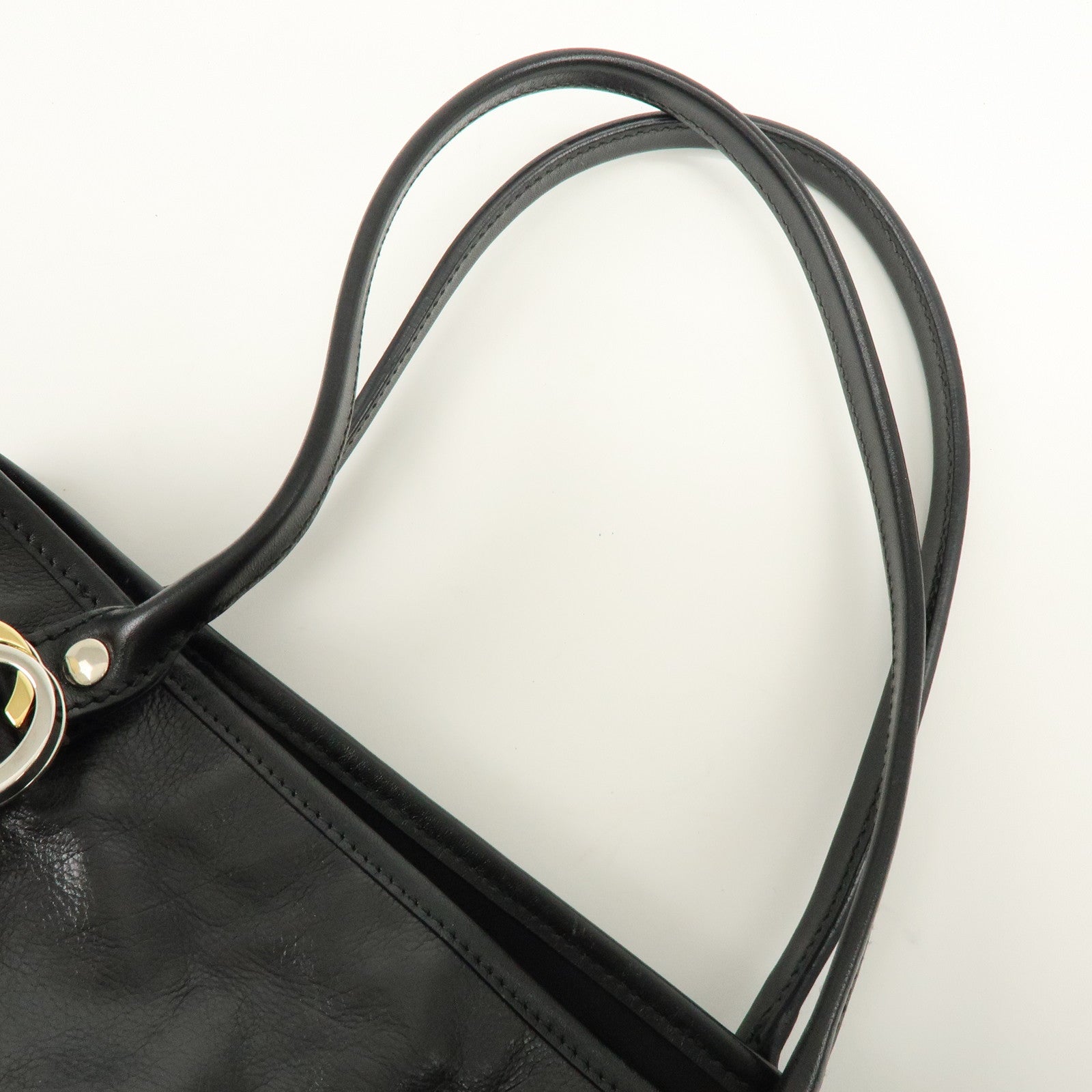 GUCCI Interlocking G Leather Tote Bag Hand Bag Black 232957