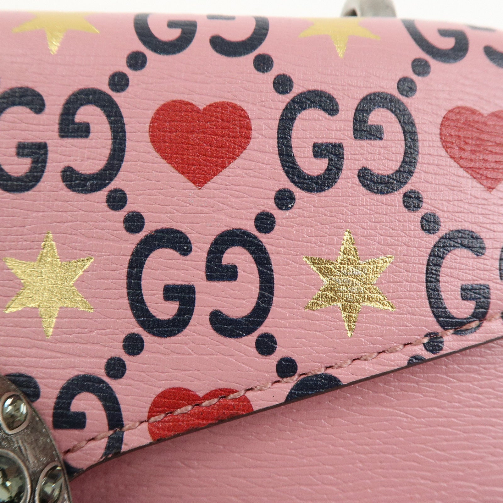 GUCCI Dionysus Leather Chain Shoulder Bag Valentine Limited 421970