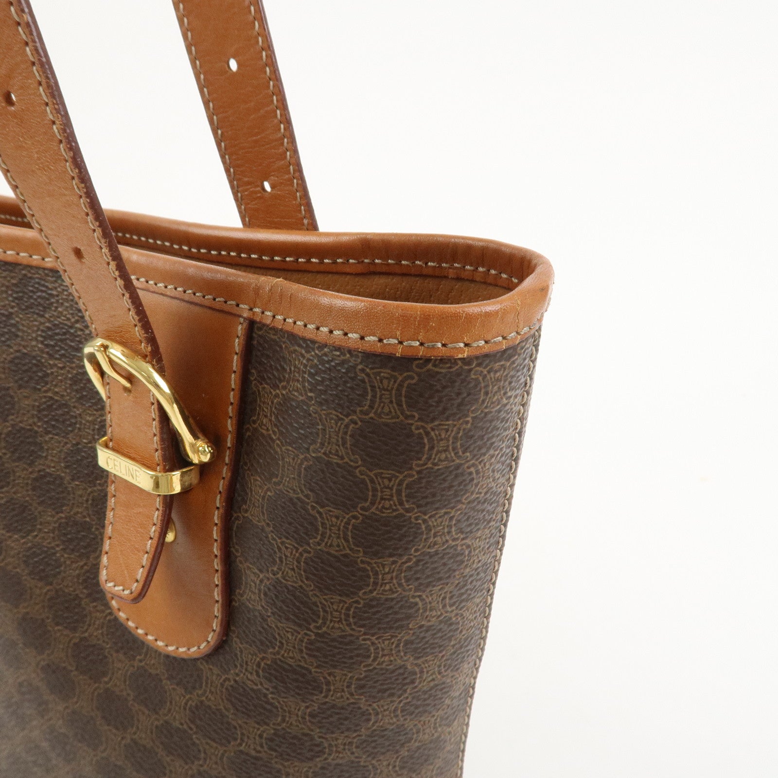 CELINE Macadam PVC Leather Tote Bag Shoulder Bag Hand Bag Brown