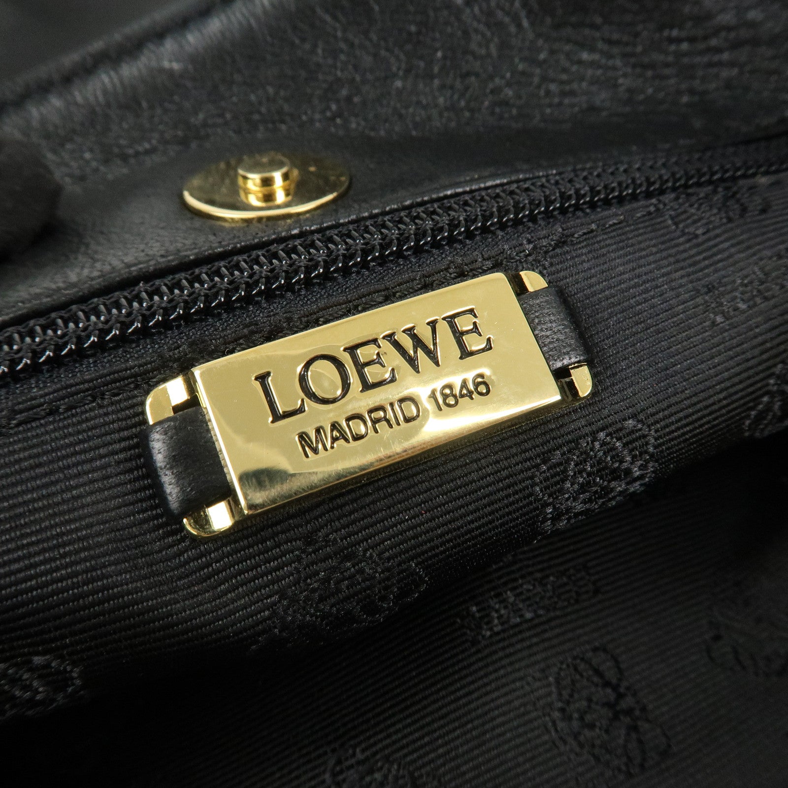 LOEWE Anagram Leather Tote Bag Leopard Black