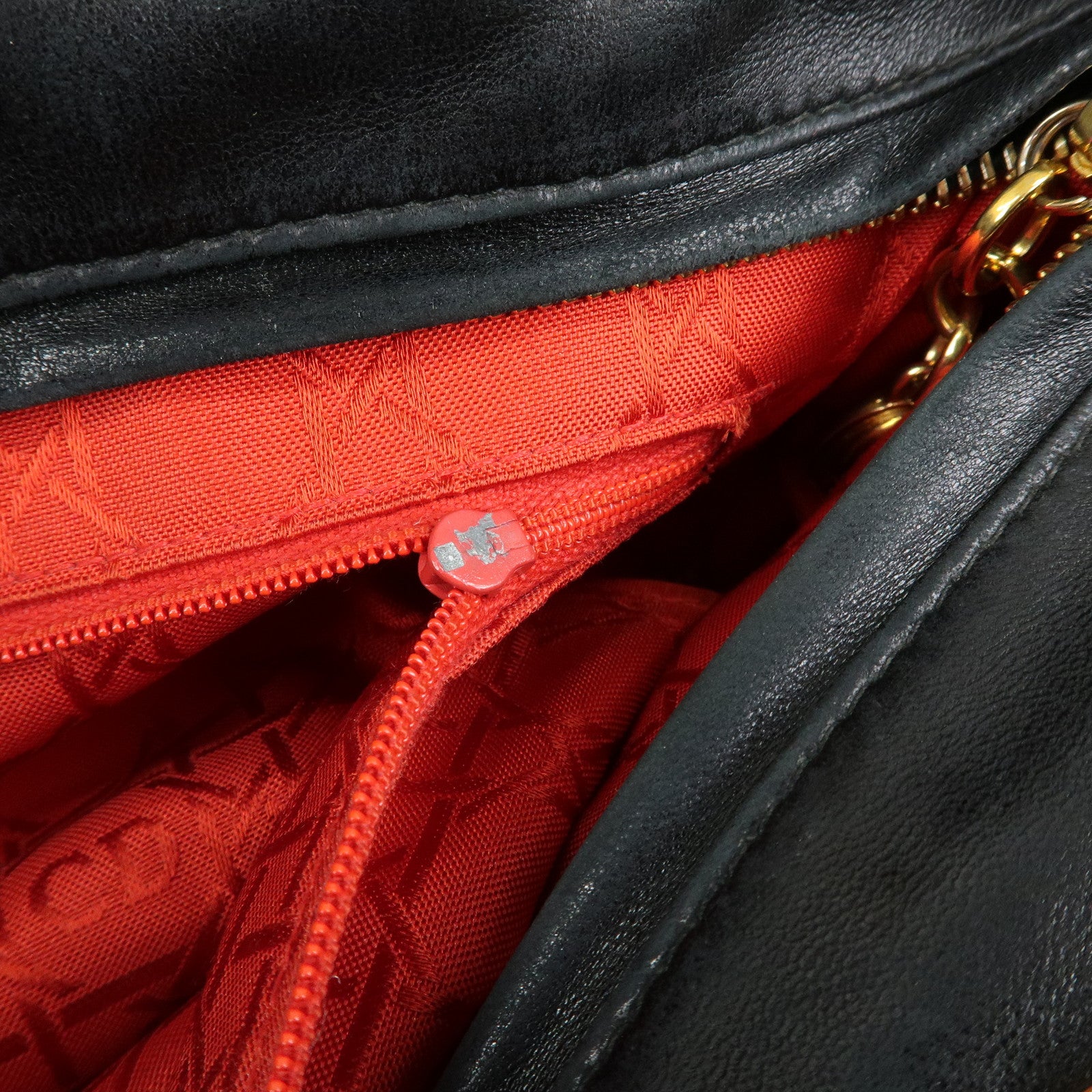 Christian Dior Canage Lady Dior Lamb Skin Hand Bag Black