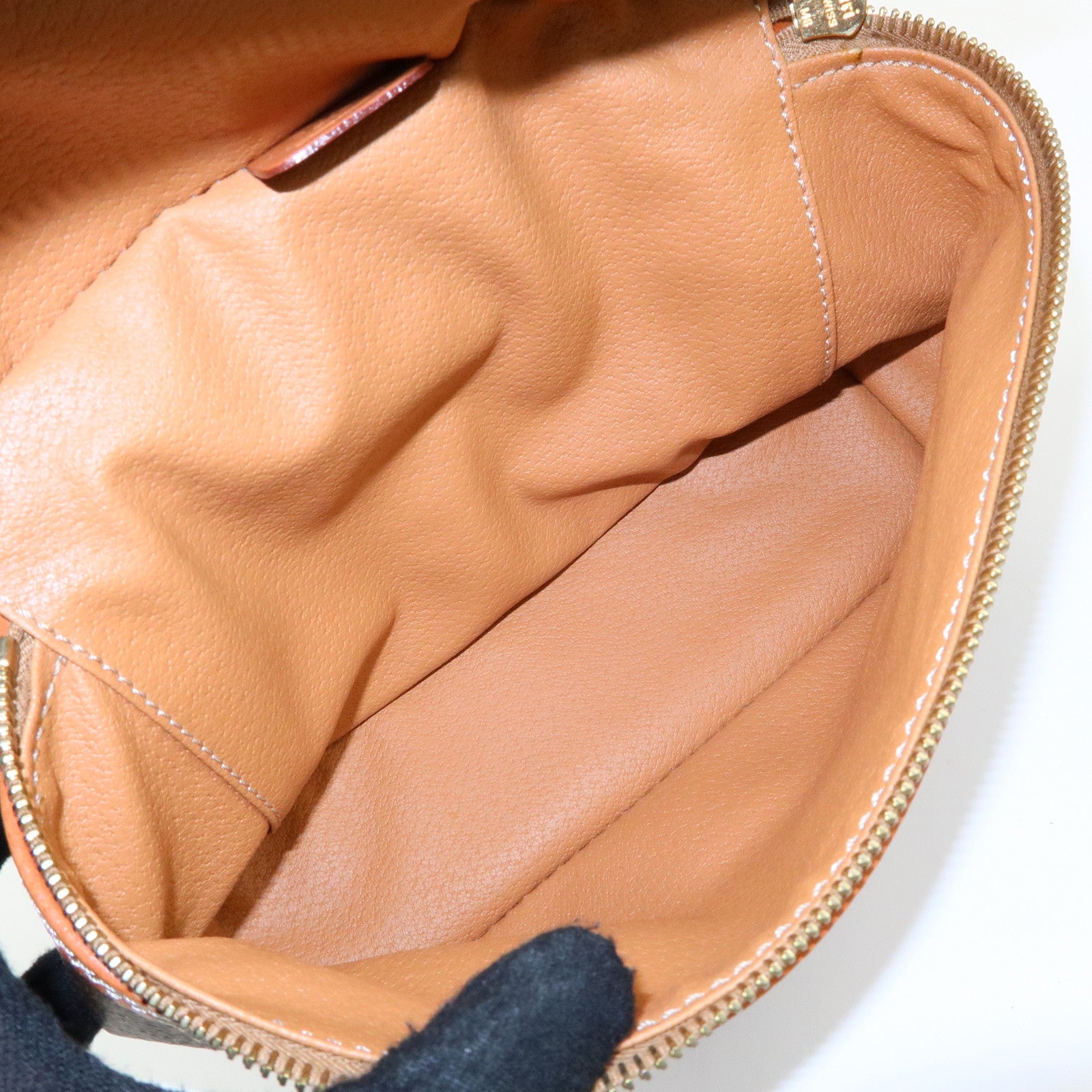 CELINE Macadam PVC Leather Hand Bag Vanity Bag Pouch Brown