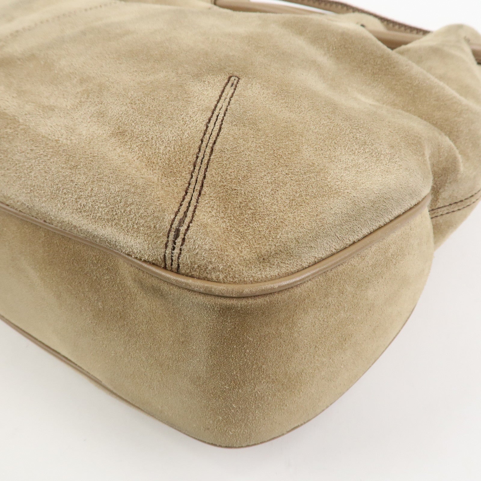 Ferragamo Suede Shoulder Bag Hand Bag Beige