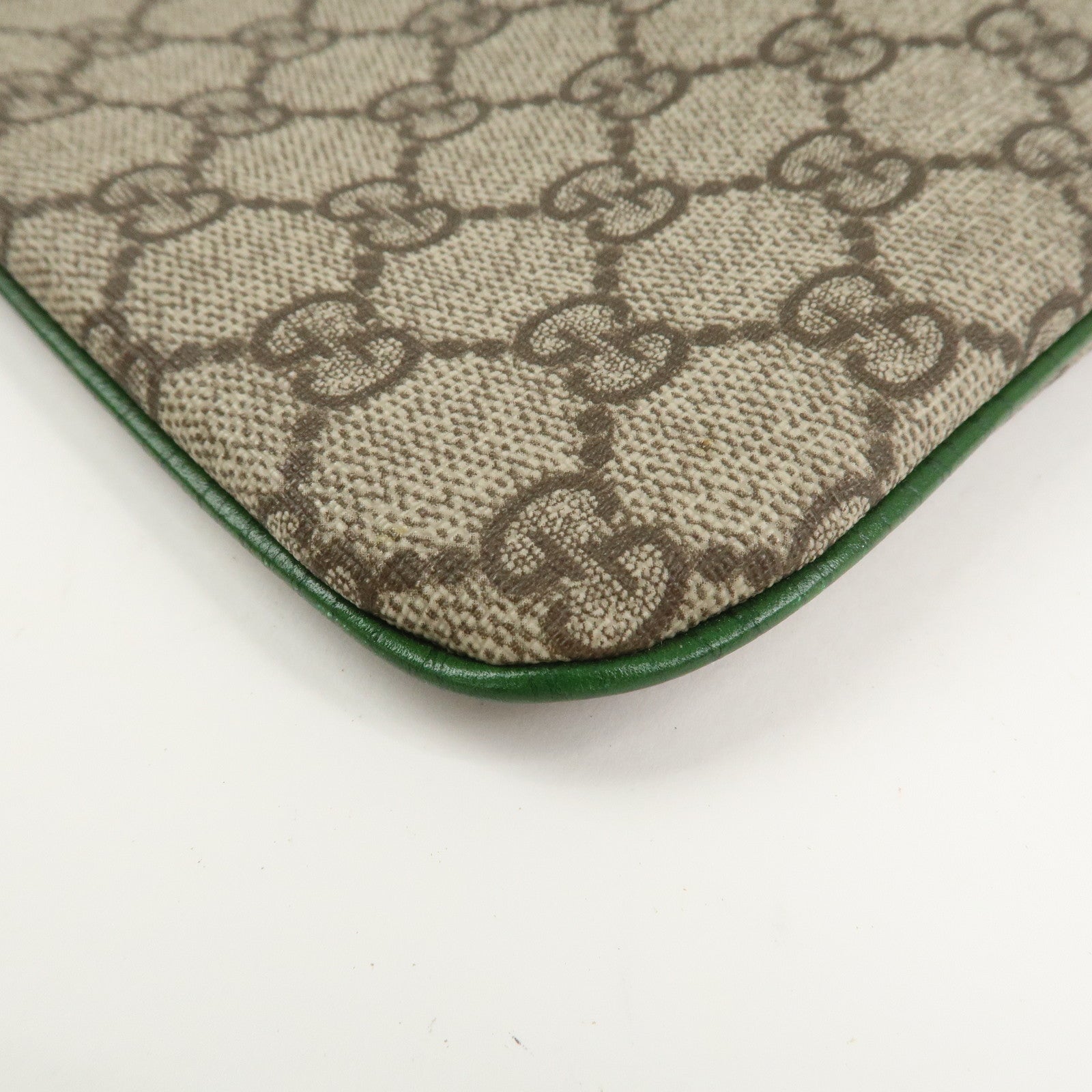 GUCCI GG Supreme Leather Hand Bag Tote Bag Beige Green 114600